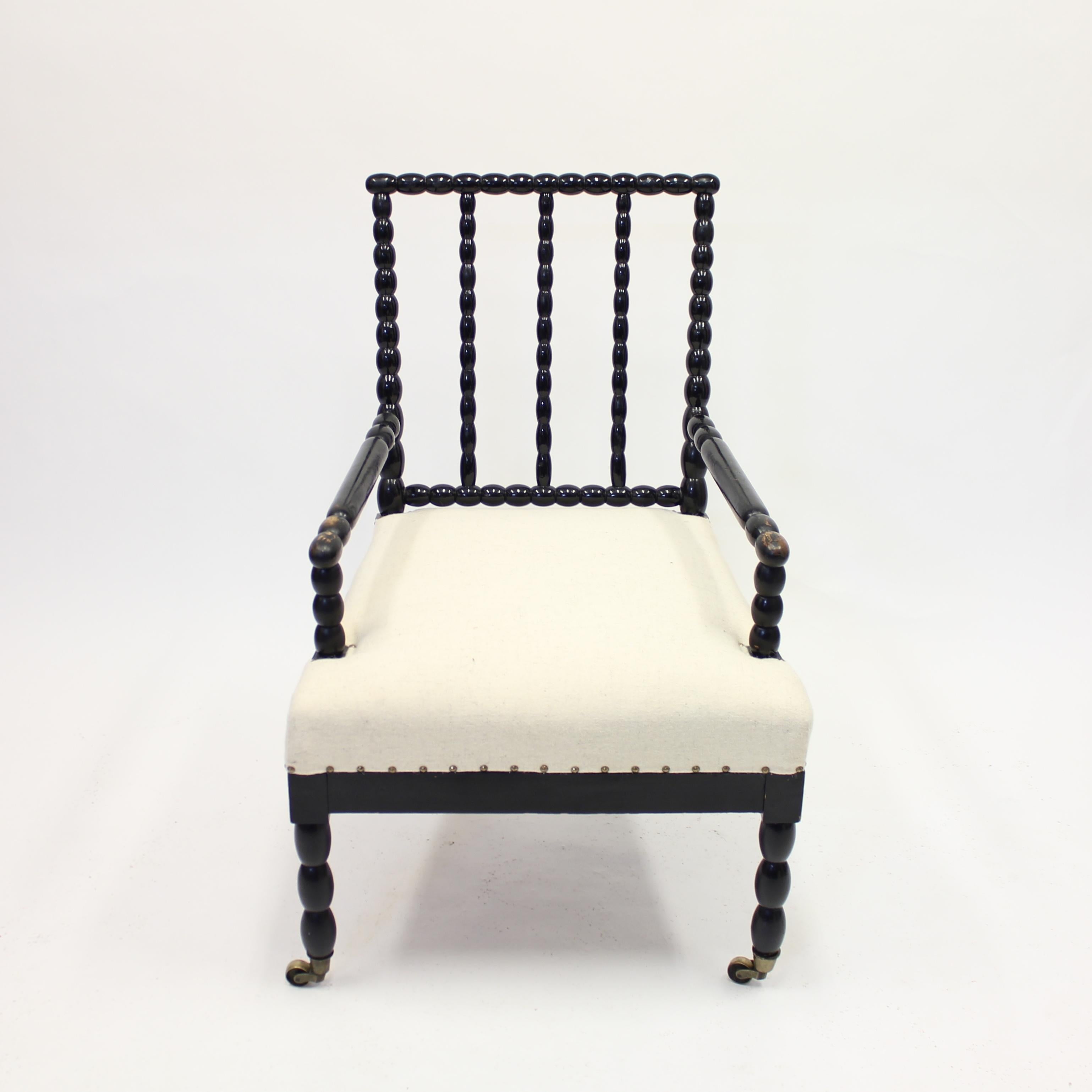 Antique Ebonized Bobbin Turned Chair, ca 1900 In Good Condition In Uppsala, SE