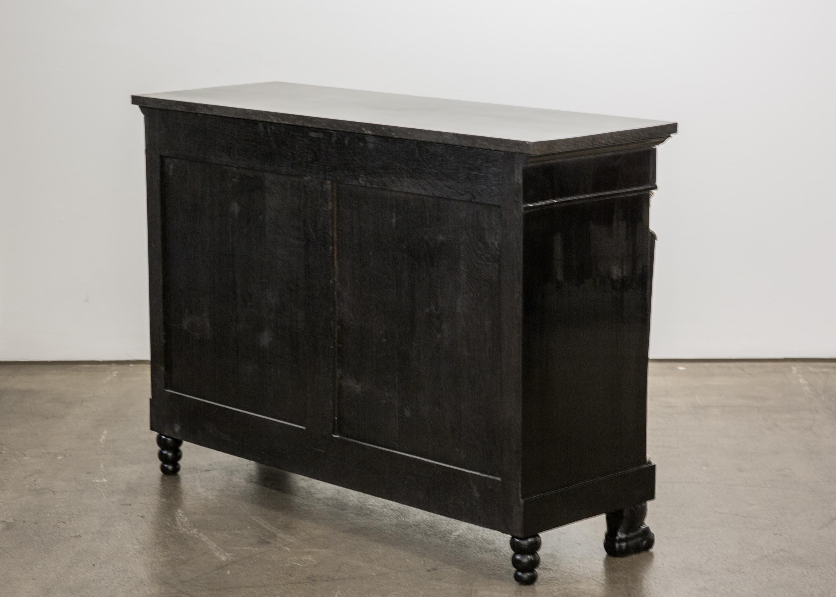 Silvered Antique Ebonized Empire Chest of Drawers from France, 19th Century