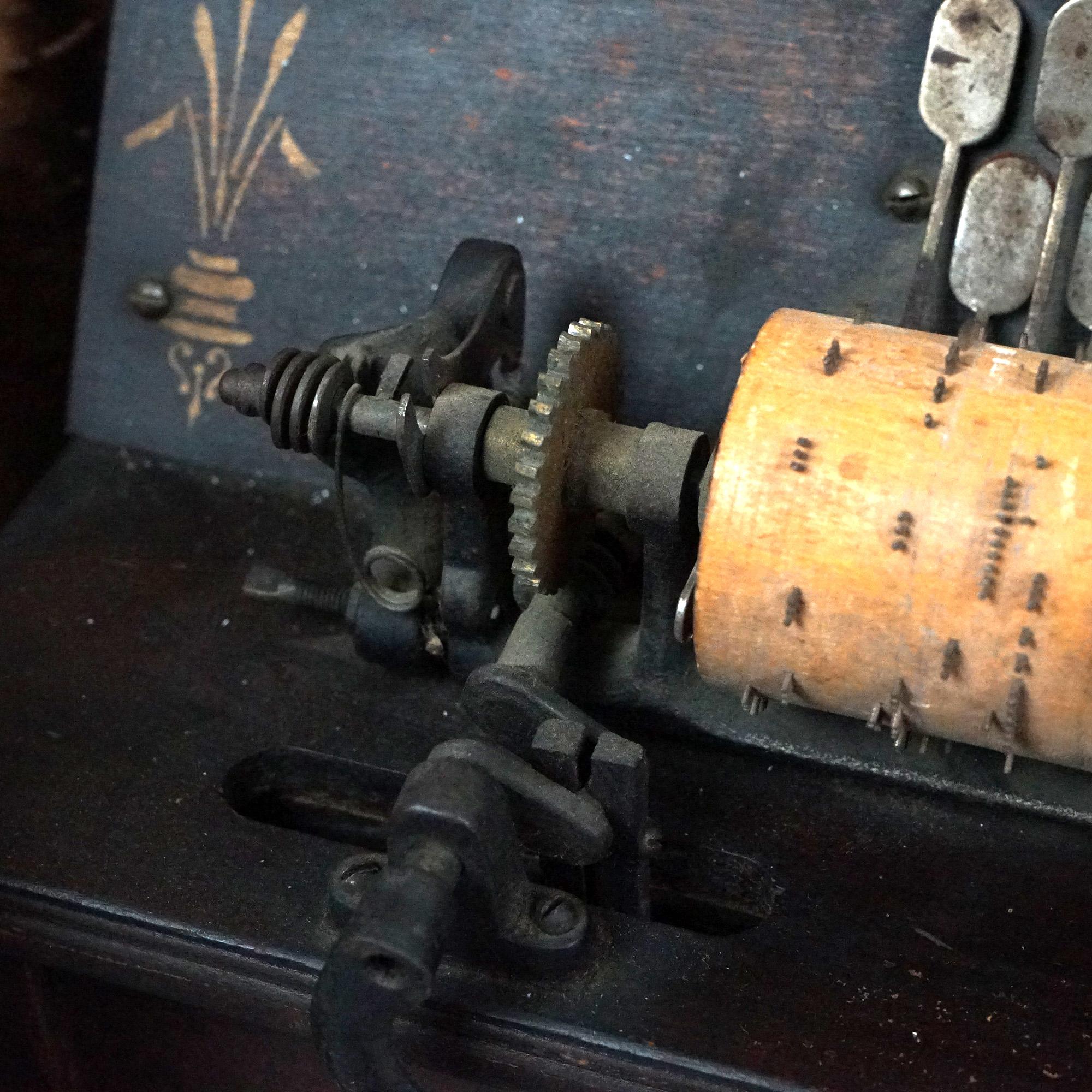 Antique Ebonized & Gilt Decorated Roller Organ with Rolls, the Gem, Circa 1900 2