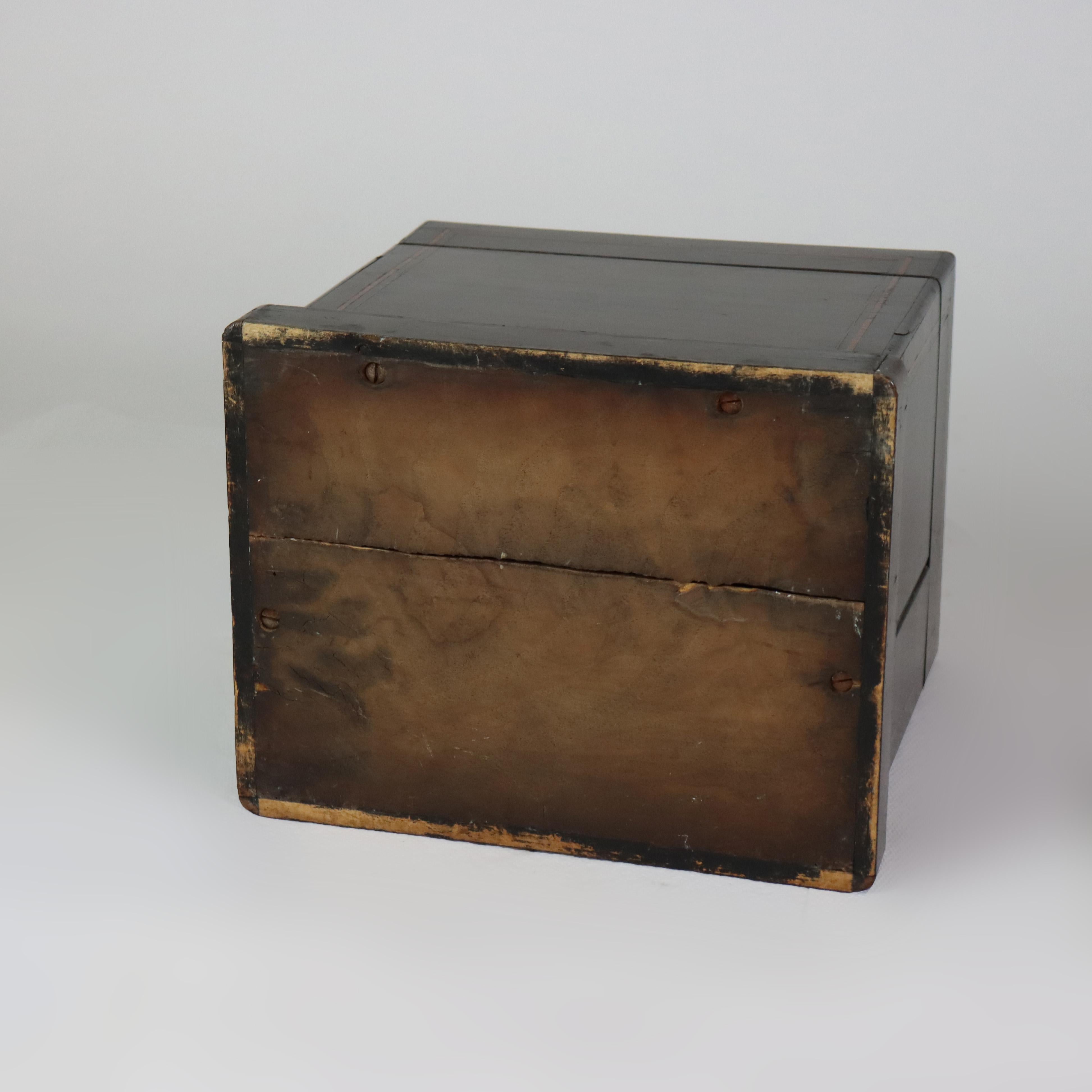 Antique Ebonized & Inlaid Humidor With Sevres Floral Porcelain Plaque c1890 For Sale 6