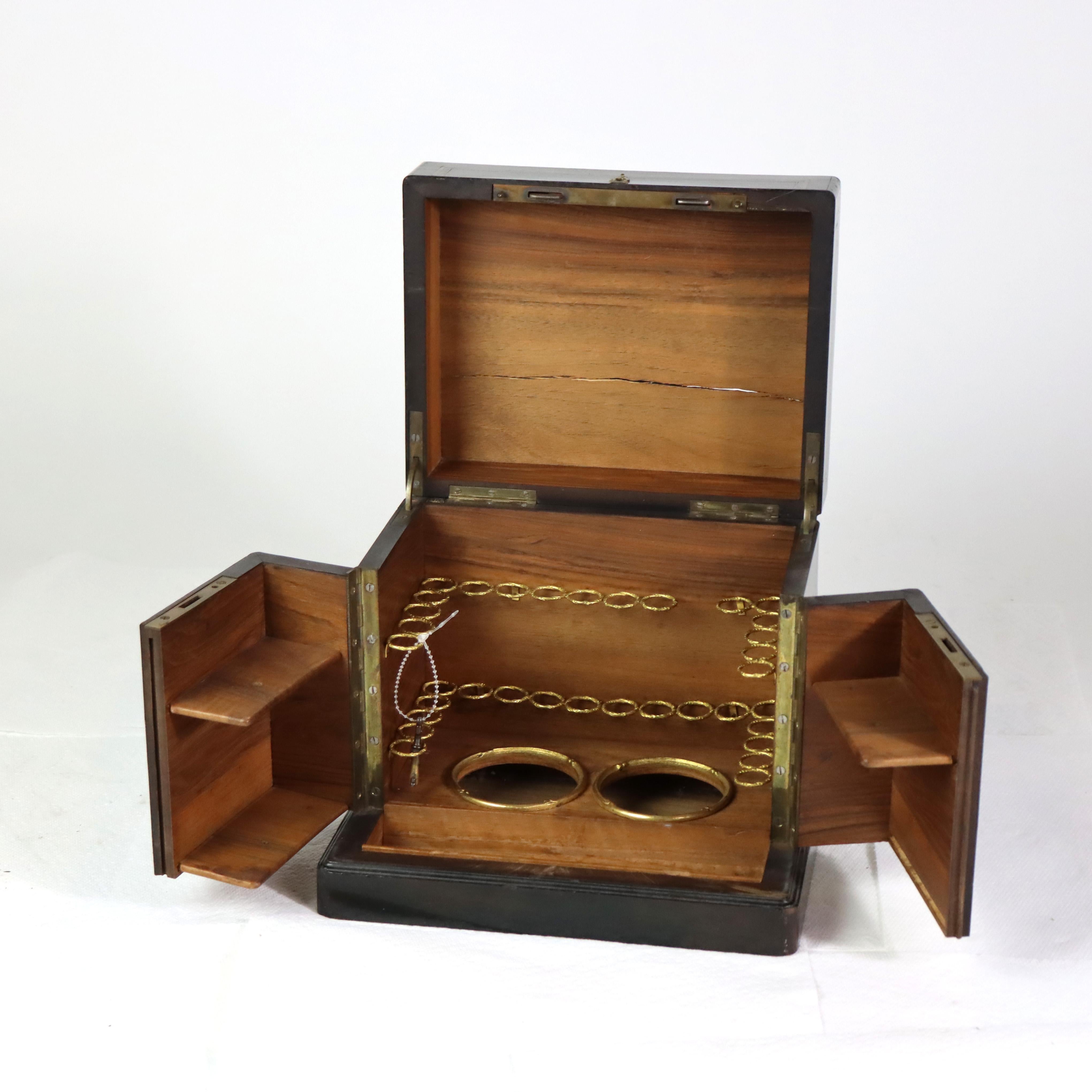 Antique Ebonized & Inlaid Humidor With Sevres Floral Porcelain Plaque c1890 For Sale 3