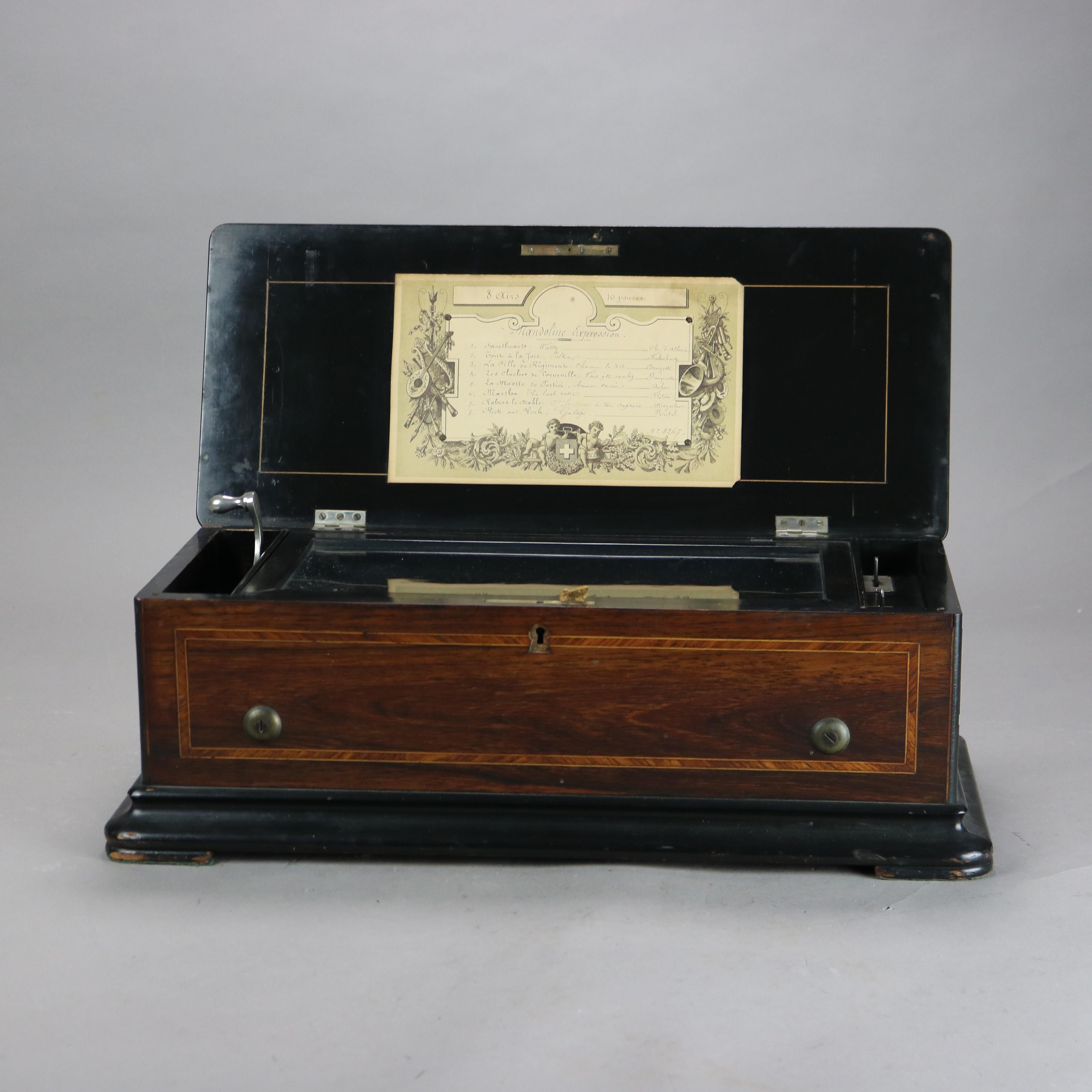 ***Reduced In-House Delivery Rates - Click on “Ask Seller” to Request a Quote***

Antique Ebonized & Inlaid Rosewood Swiss Cylinder Music Box C1890

Measures- 7.25