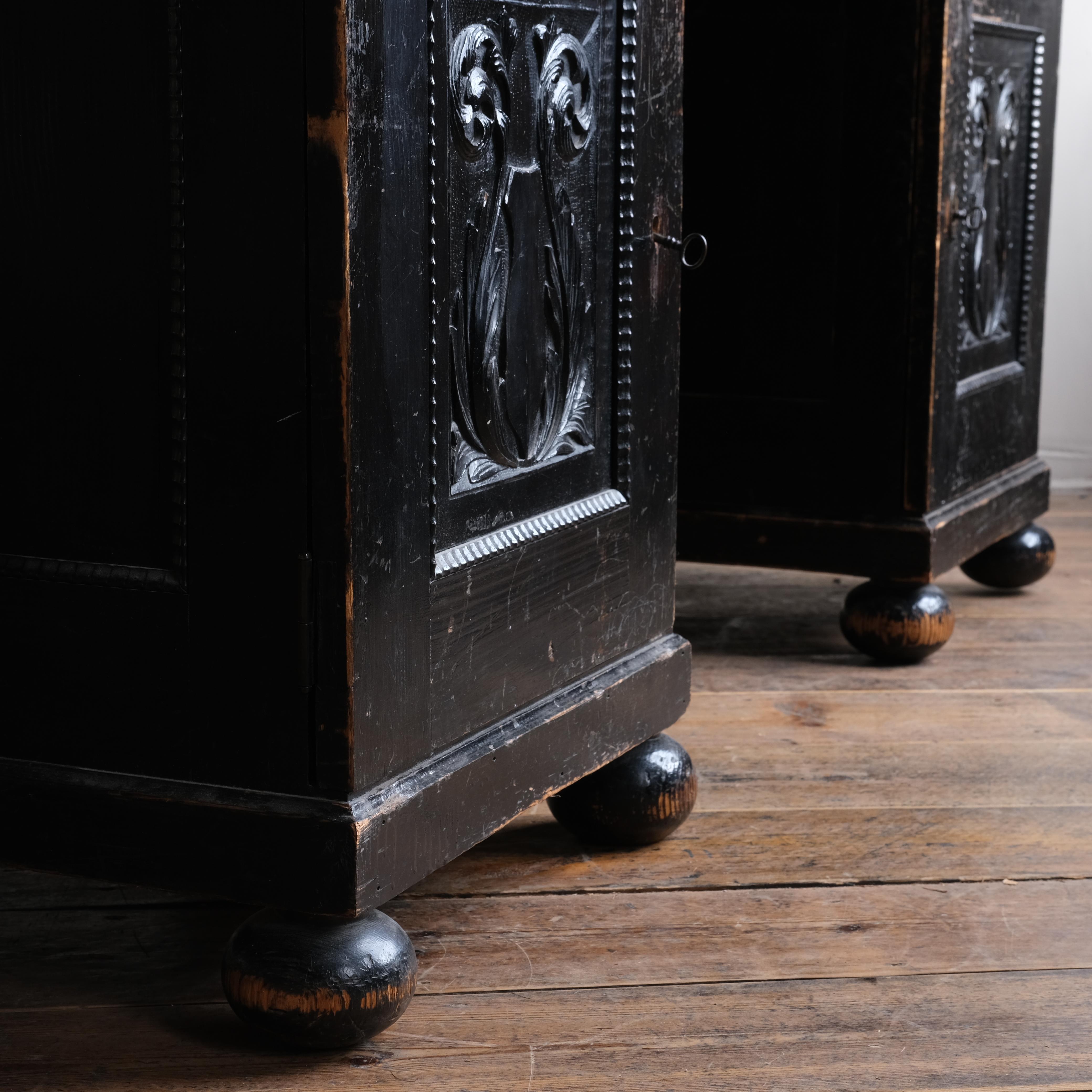 Antique Ebonized Pine Pedestal Desk For Sale 6