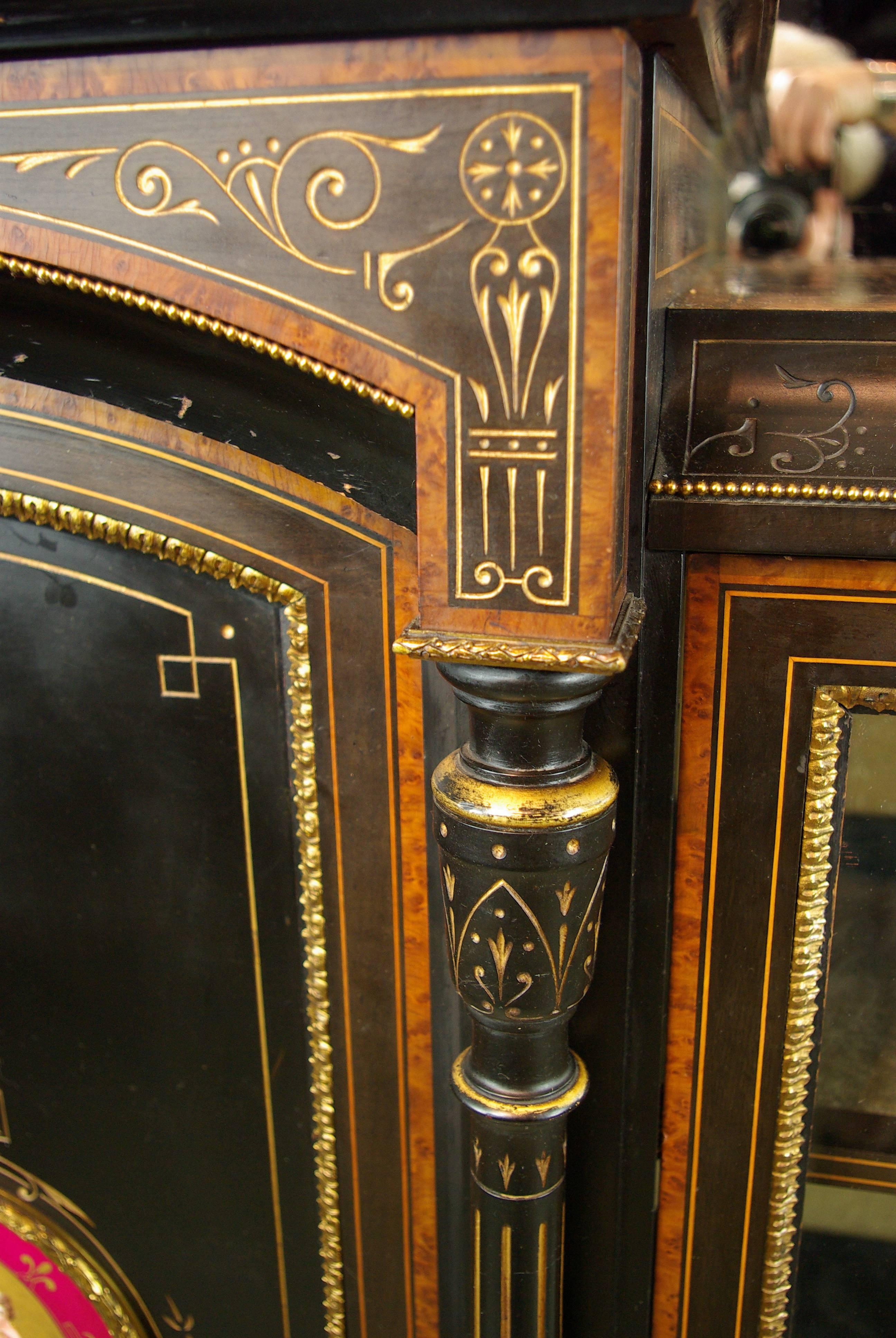 Late 19th Century Antique Ebonized Sideboard, Victorian Sideboard, Aesthetic Movement, 1880, B1134