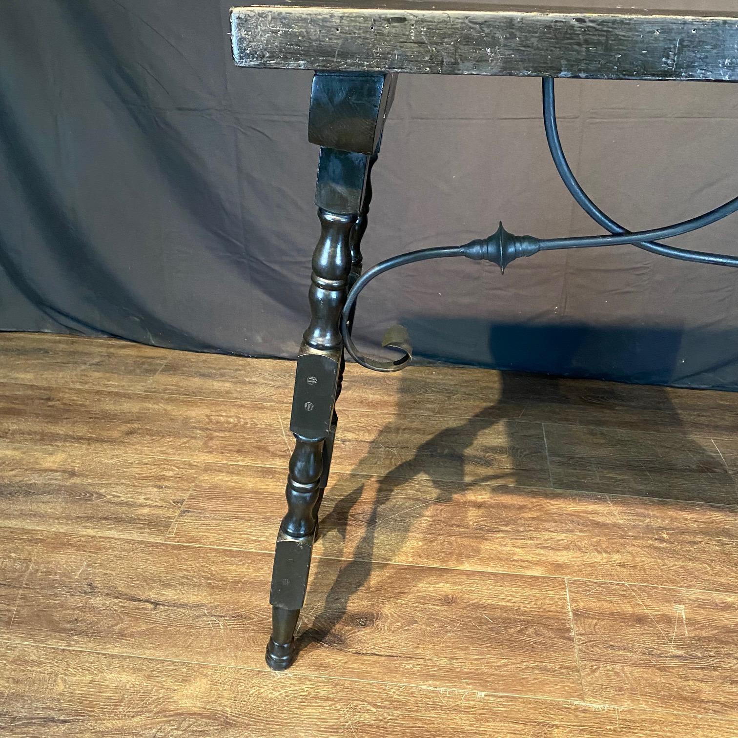 Spanish Colonial Antique Ebonized Spanish Console Table For Sale