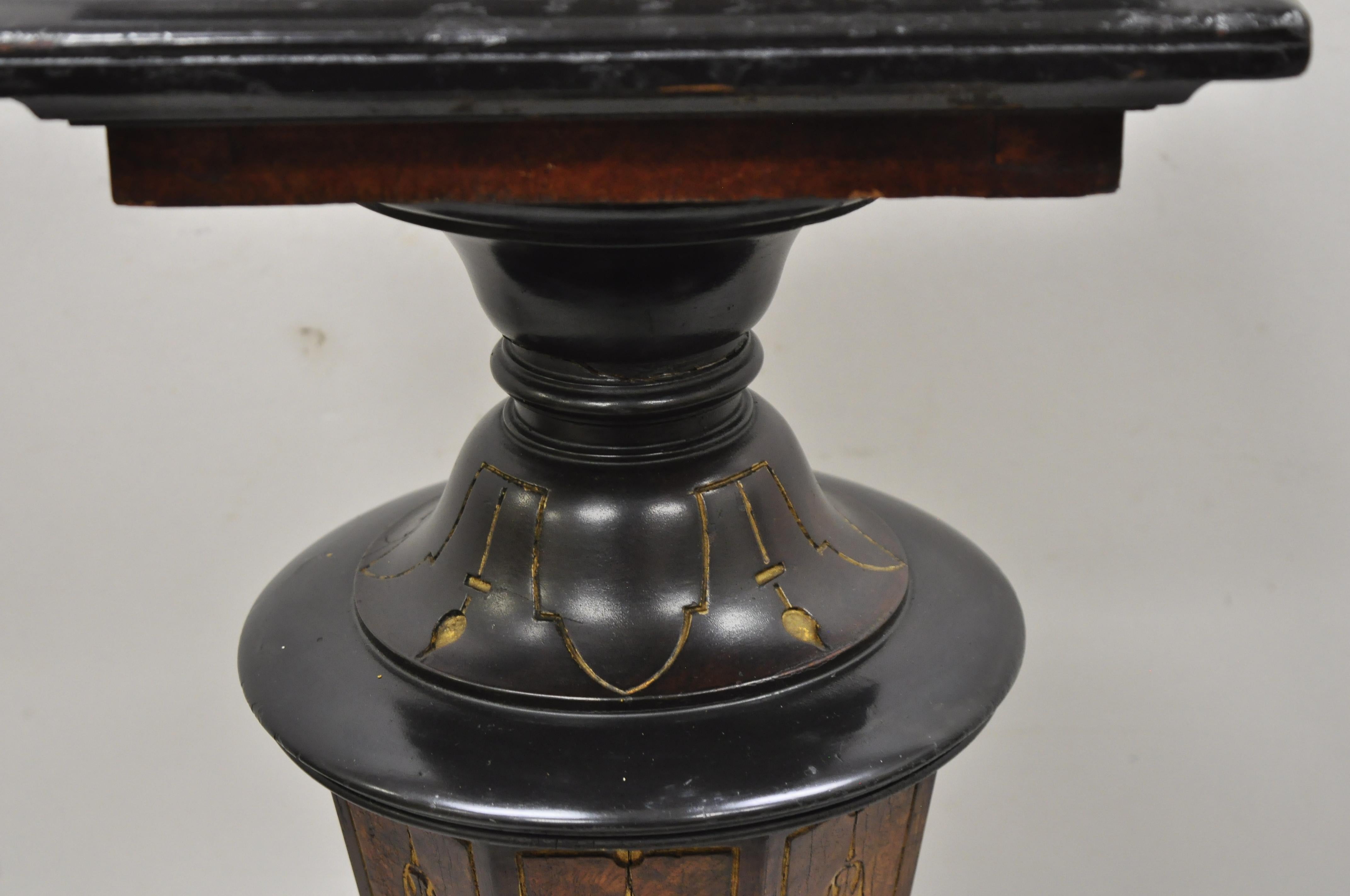 Antique Ebonized Victorian Aesthetic Movement Marble Top Pedestal Plant Stand For Sale 6