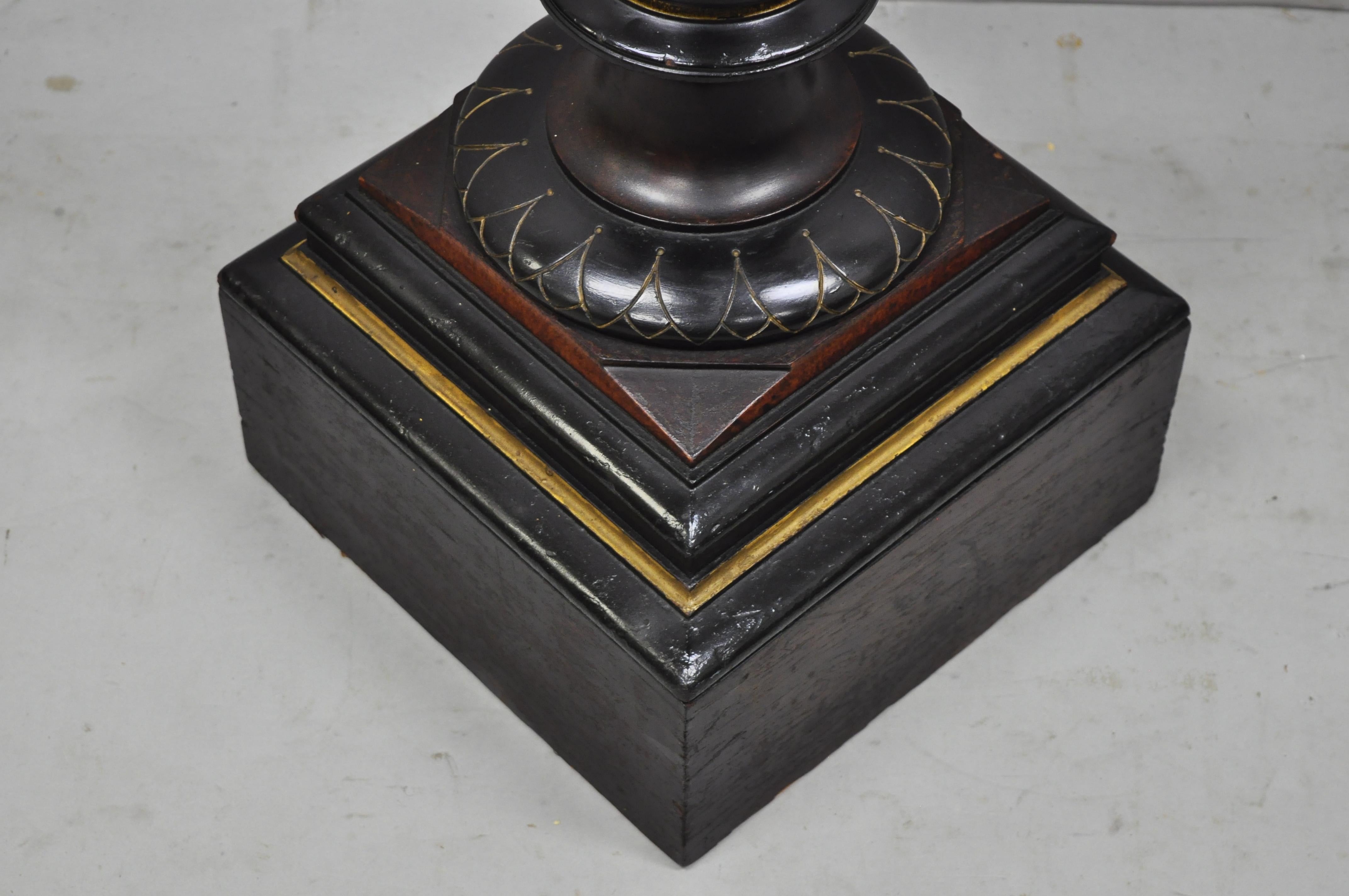 Antique Ebonized Victorian Aesthetic Movement Marble Top Pedestal Plant Stand In Good Condition For Sale In Philadelphia, PA