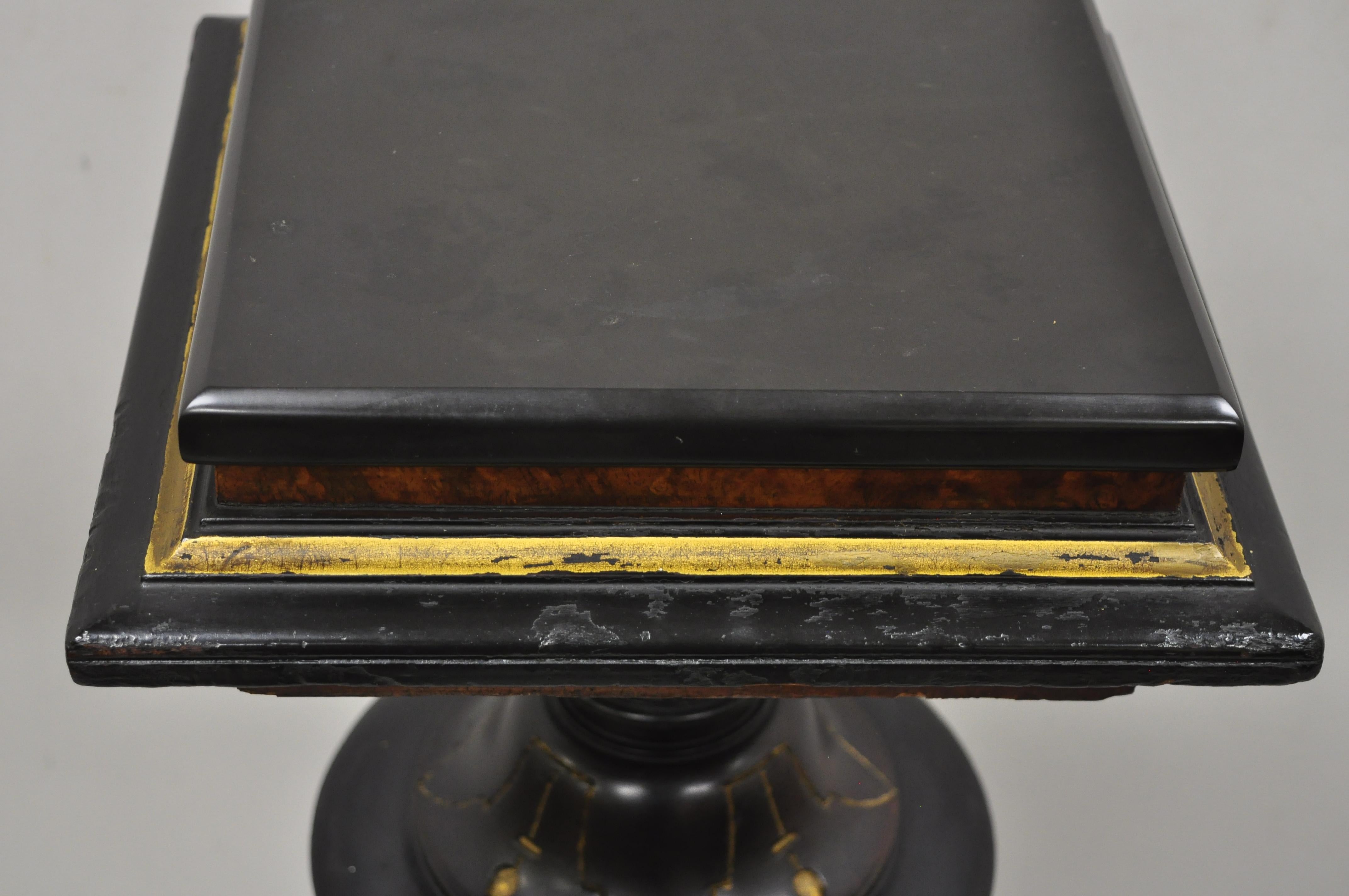 Antique Ebonized Victorian Aesthetic Movement Marble Top Pedestal Plant Stand For Sale 2