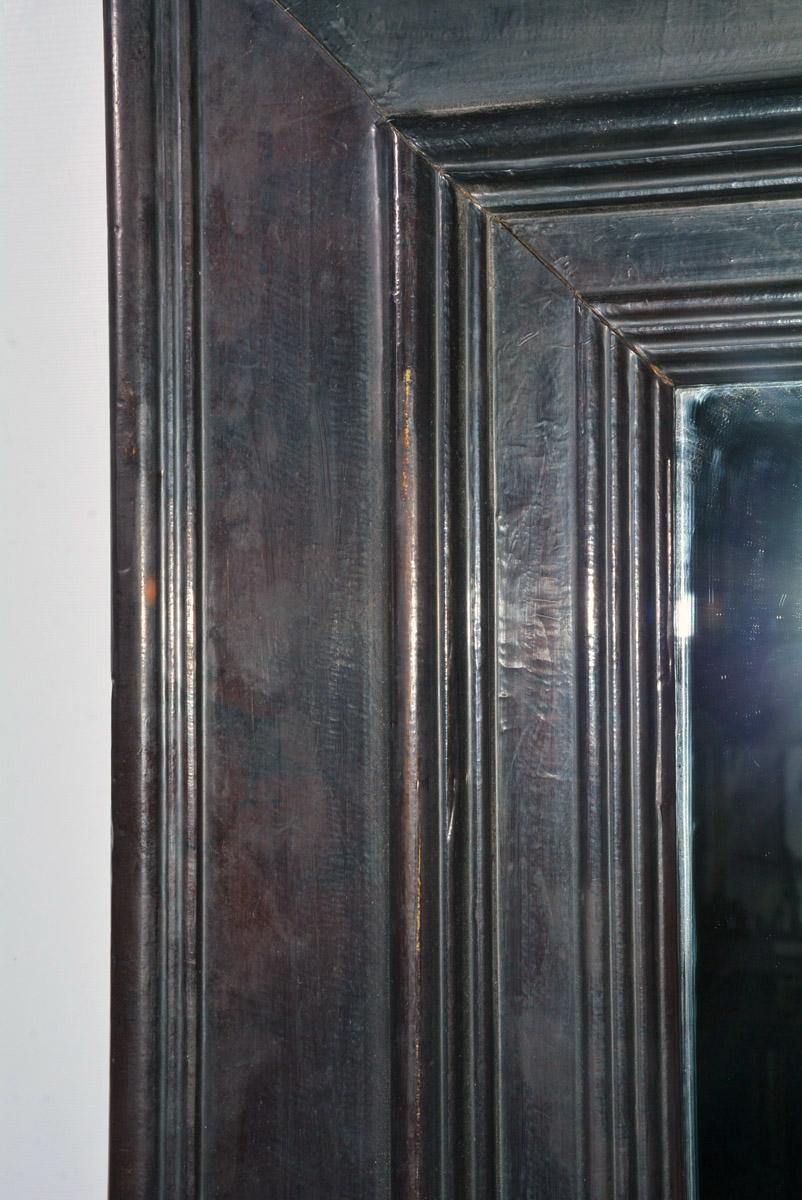 Antique Ebony Classical Metal Frame Mirror In Good Condition In Sheffield, MA