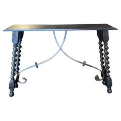 Vintage Ebony Renaissance Style Barley Twist Console Table