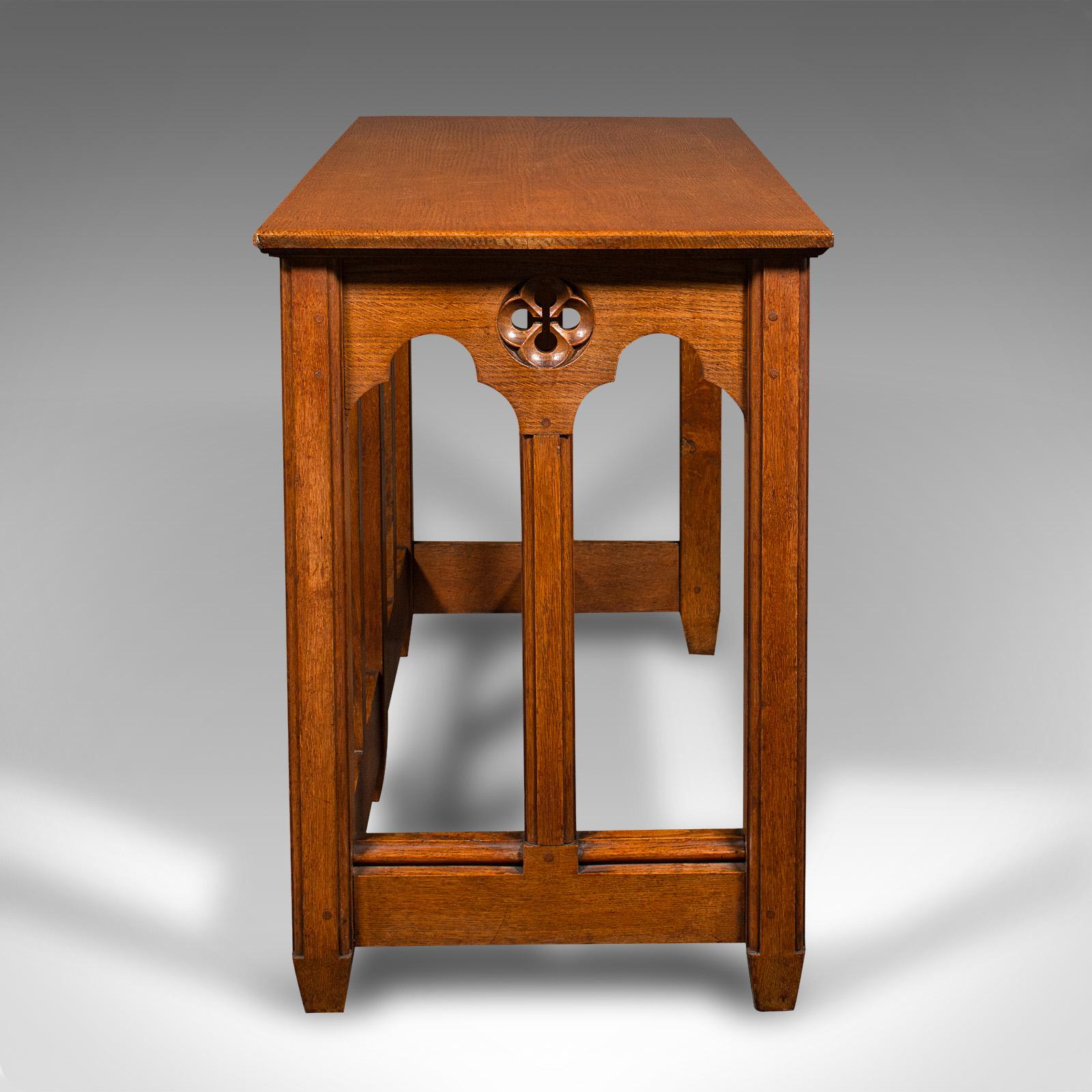 Antique Ecclesiastical Side Table, Scottish Oak, Hall, Gothic Revival, Victorian In Good Condition For Sale In Hele, Devon, GB