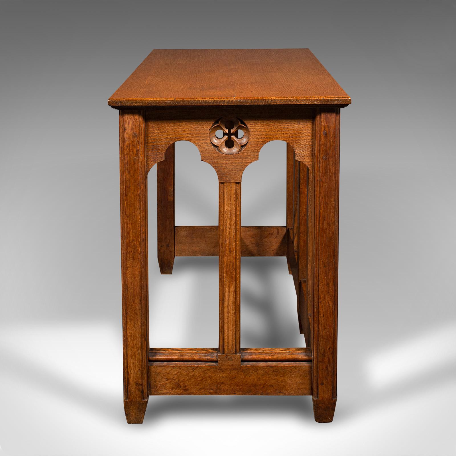 19th Century Antique Ecclesiastical Side Table, Scottish Oak, Hall, Gothic Revival, Victorian For Sale