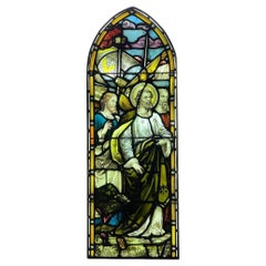 Antique Ecclesiastical Stained Glass Panel of Biblical Scene