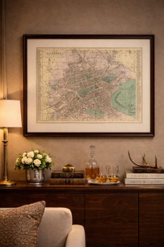 Antique Edinburgh City Map 1885, Victorian Ordnance Atlas Plan by G.W. Bacon