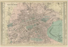 Antique Edinburgh City Map 1885, Victorian Ordnance Atlas Plan by G.W. Bacon
