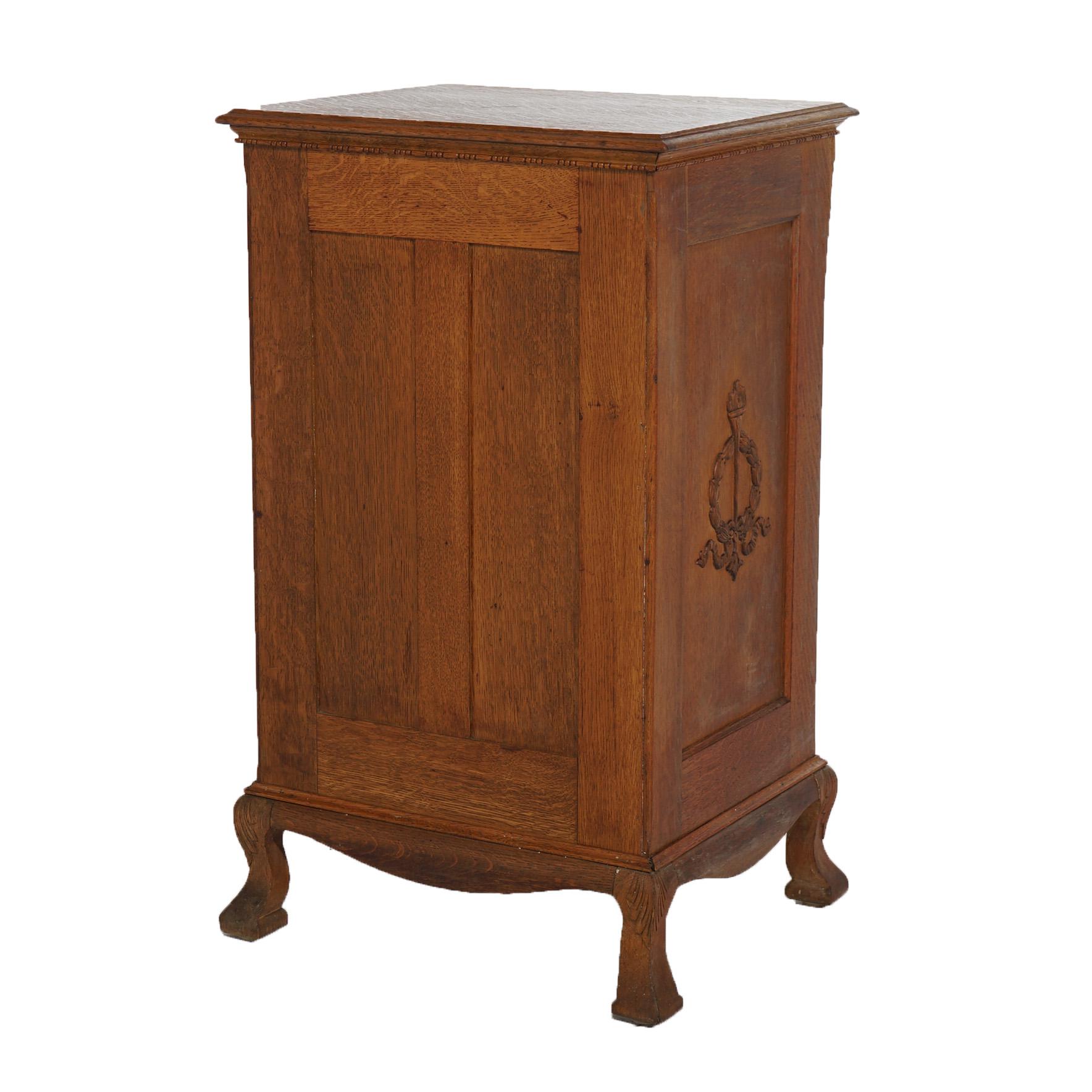 Antique Edison Cylinder Oak Five-Drawer Cabinet with Carving c1910 5