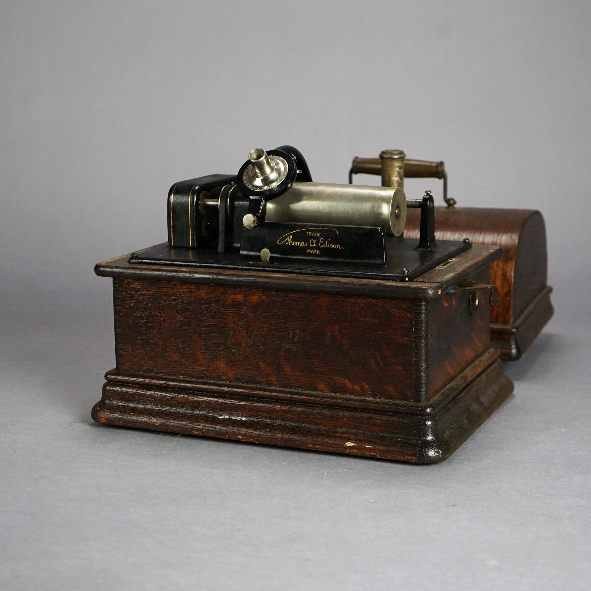 Antique Edison Cylinder Standard Oak Phonograph Circa 1920 4