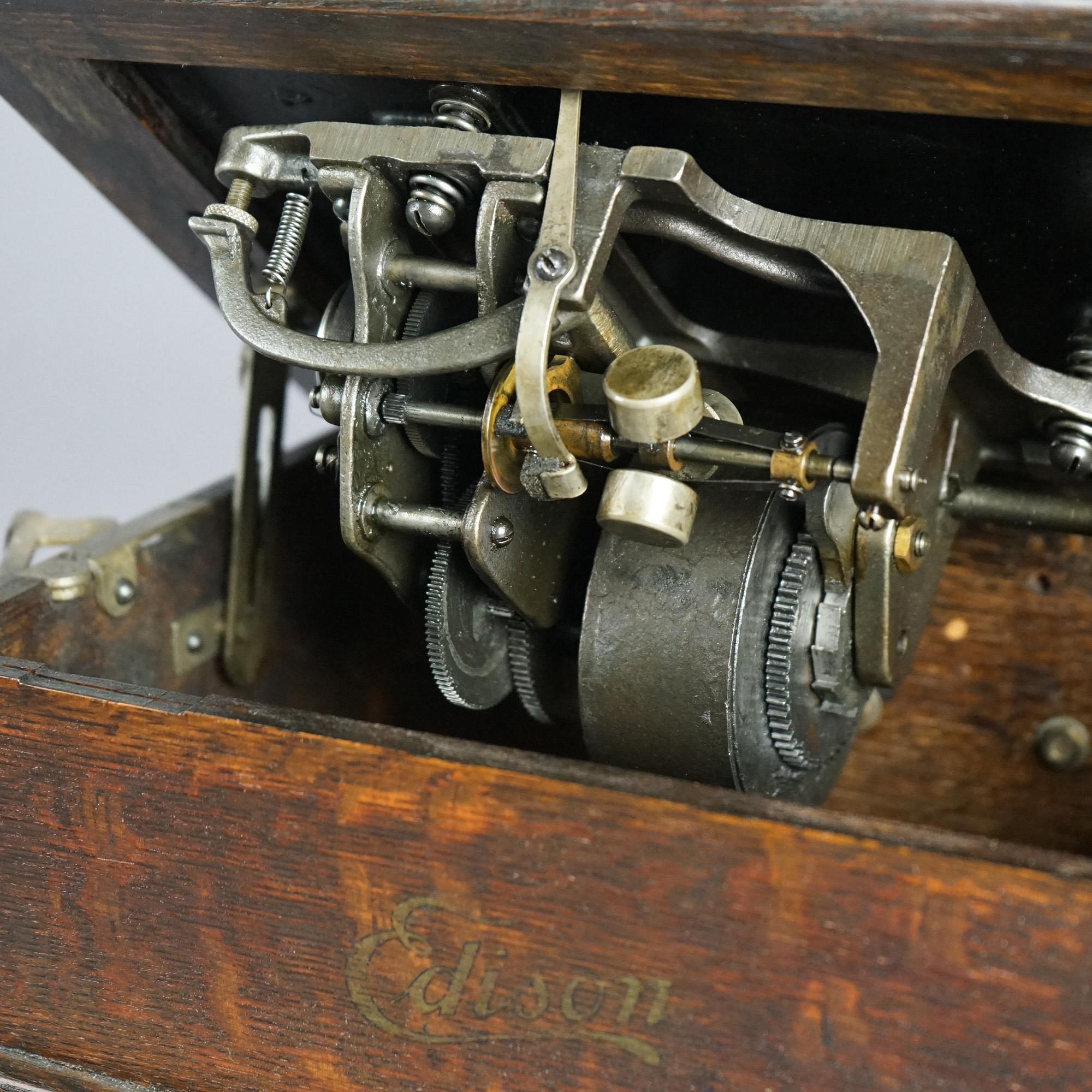 Antique Edison Cylinder Standard Oak Phonograph Circa 1920 5