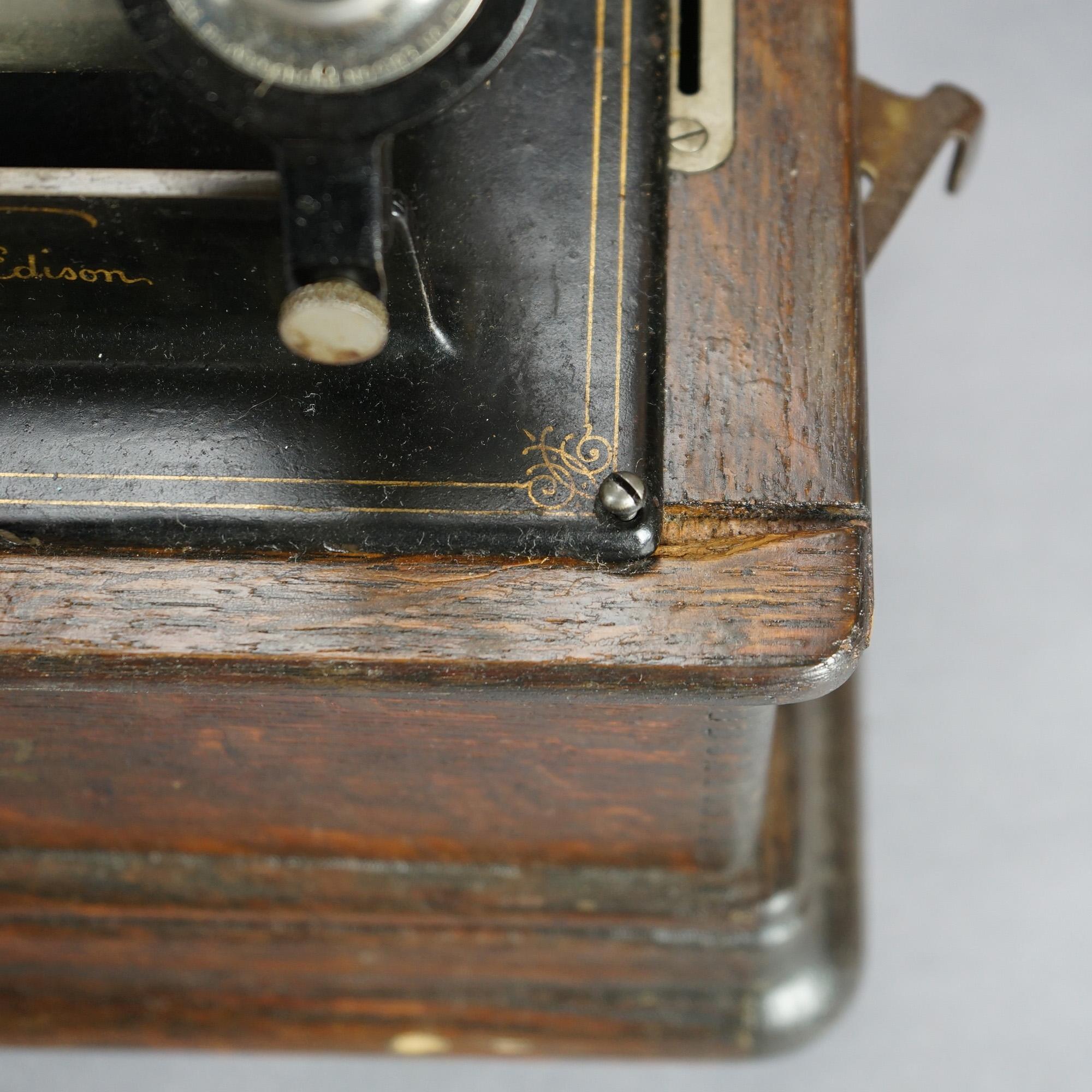 Antique Edison Cylinder Standard Oak Phonograph Circa 1920 7