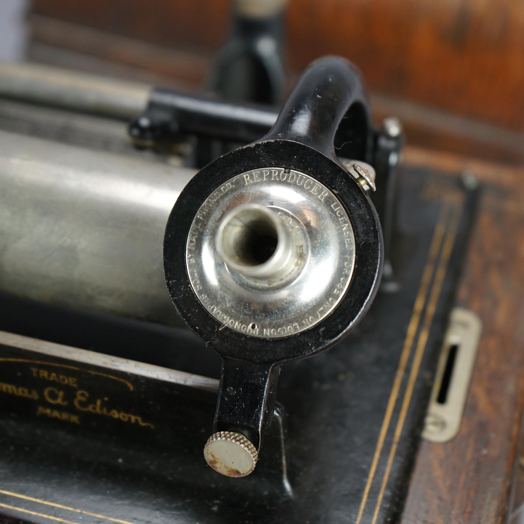 Antique Edison Cylinder Standard Oak Phonograph Circa 1920 9
