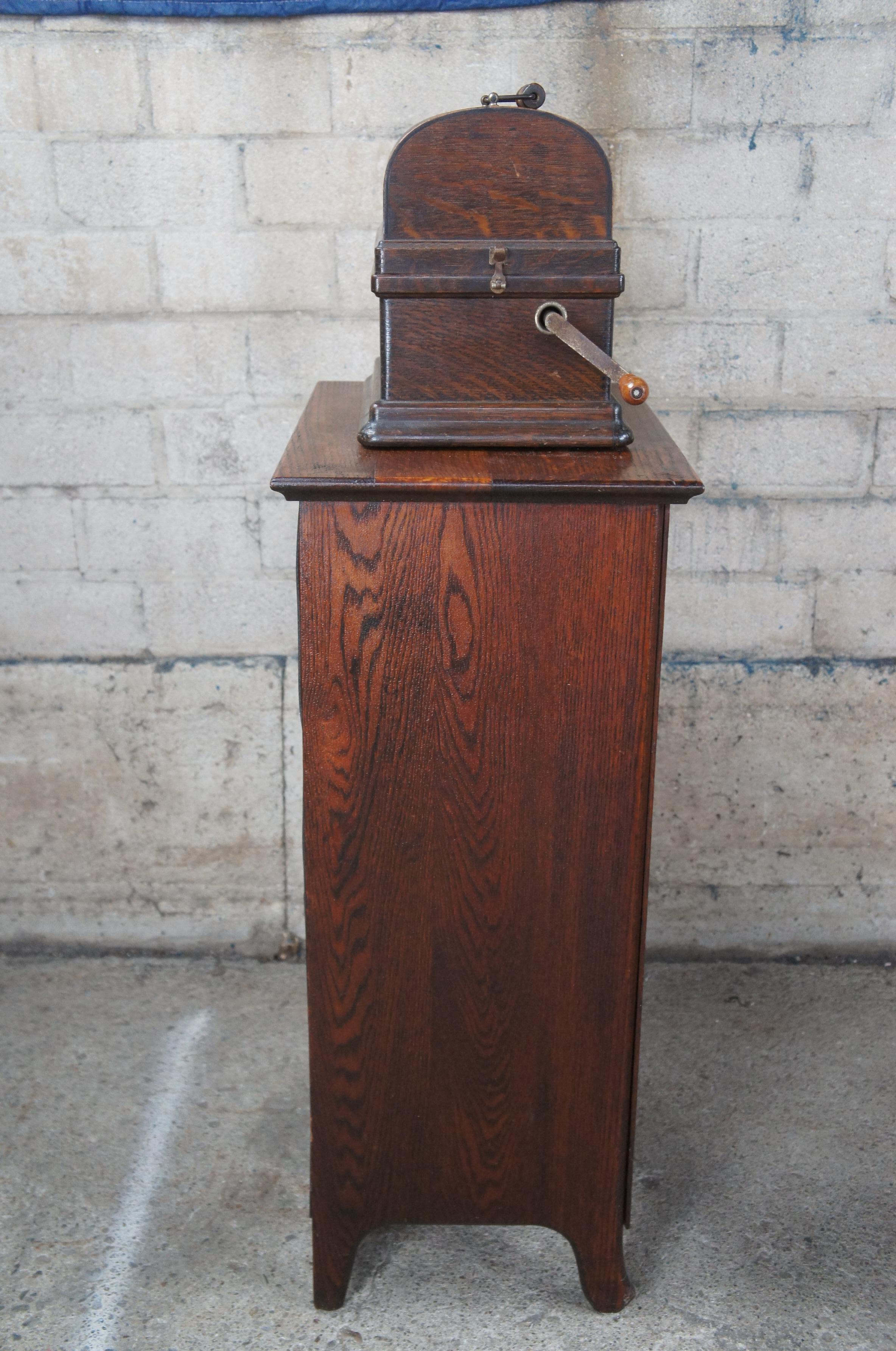 Antique Edison Model A Cylinder Phonograph & Cabinet W/ 93 Record Music Tubes  For Sale 1