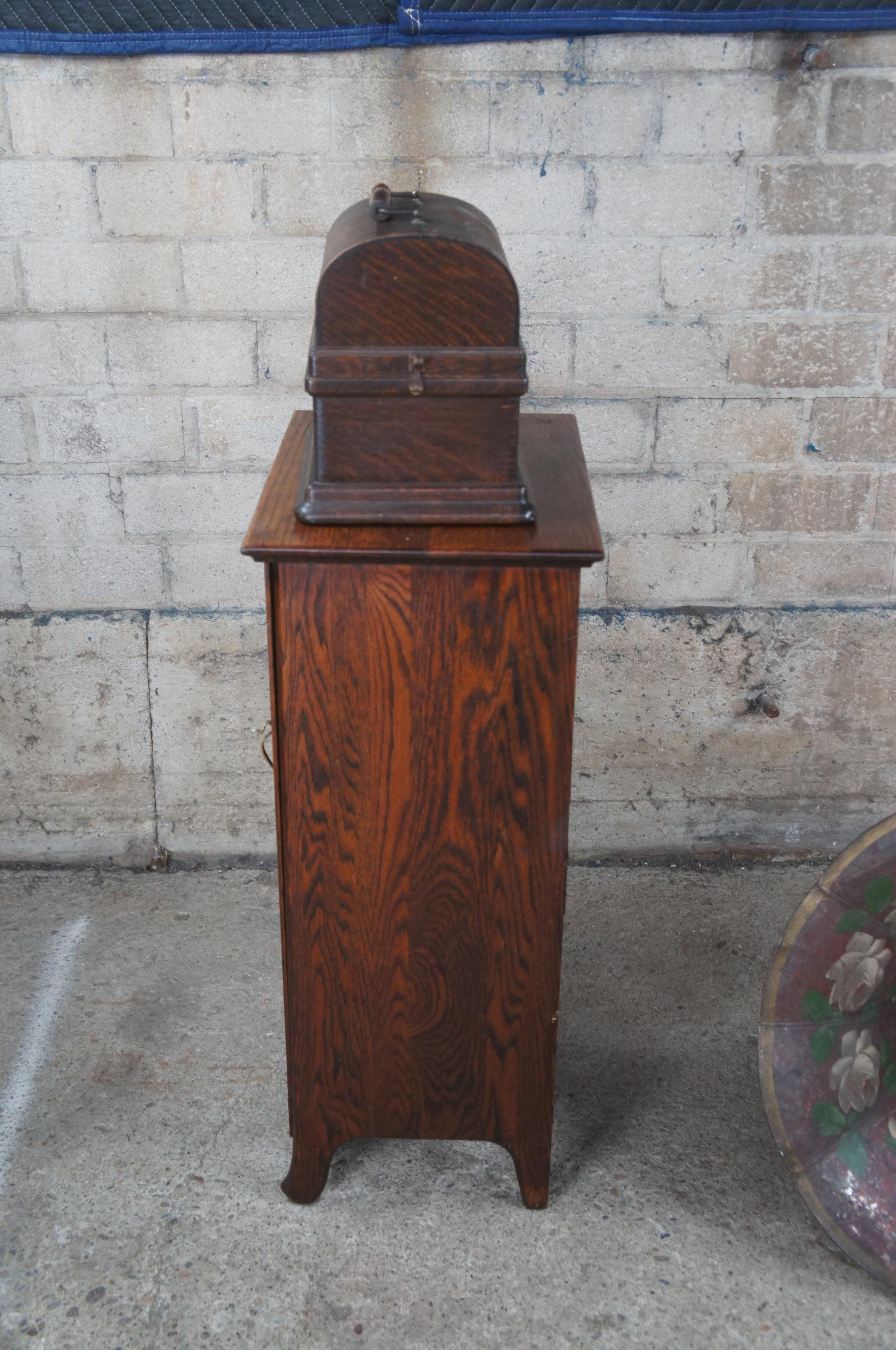 Antique Edison Model A Cylinder Phonograph & Cabinet W/ 93 Record Music Tubes  For Sale 2