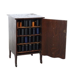 Antique Edison Oak 4-Shelf Cylinder Cabinet With 89 Cylinders C1910