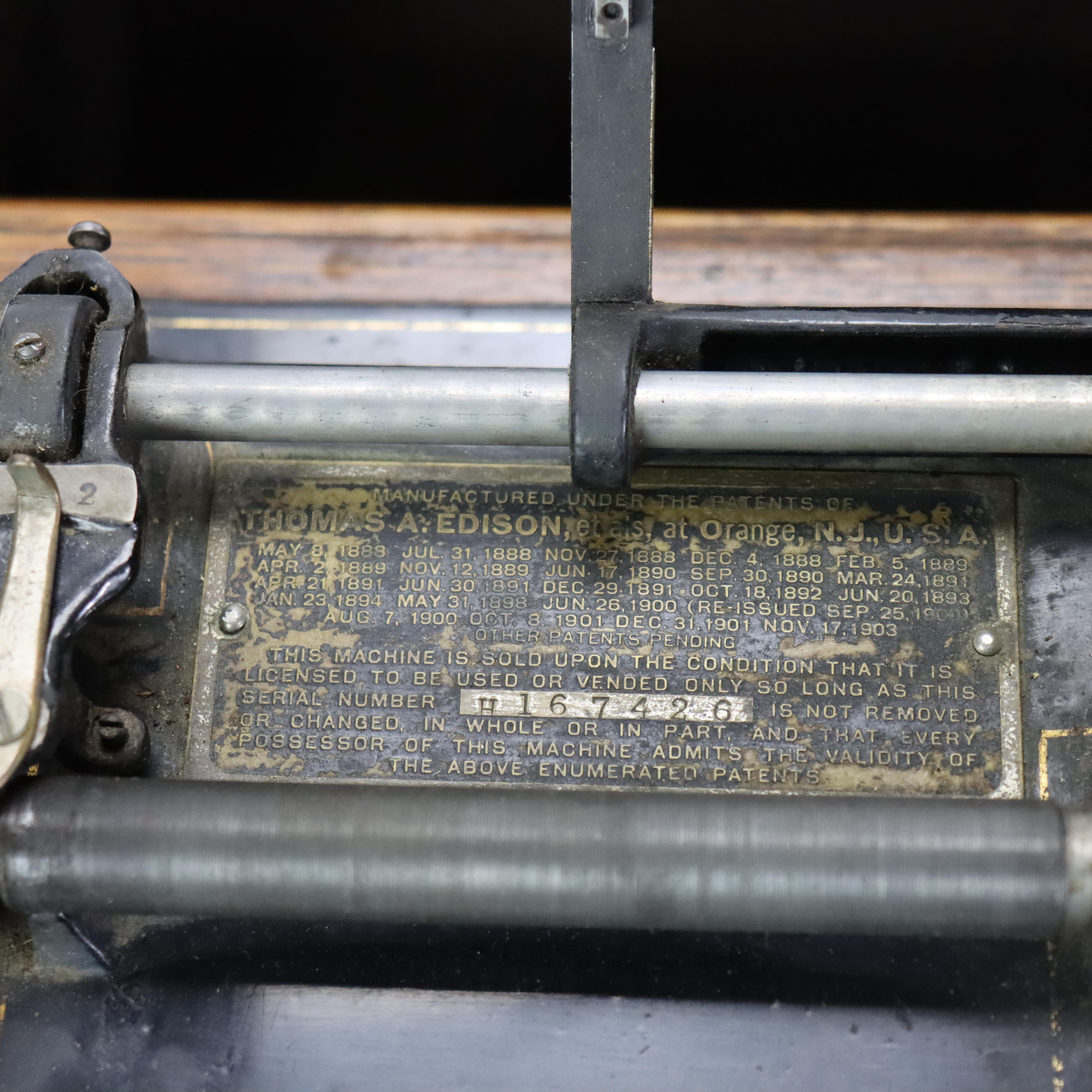 Phonographe ancien à cylindre en Oak Oak Model No No C1910 en vente 1