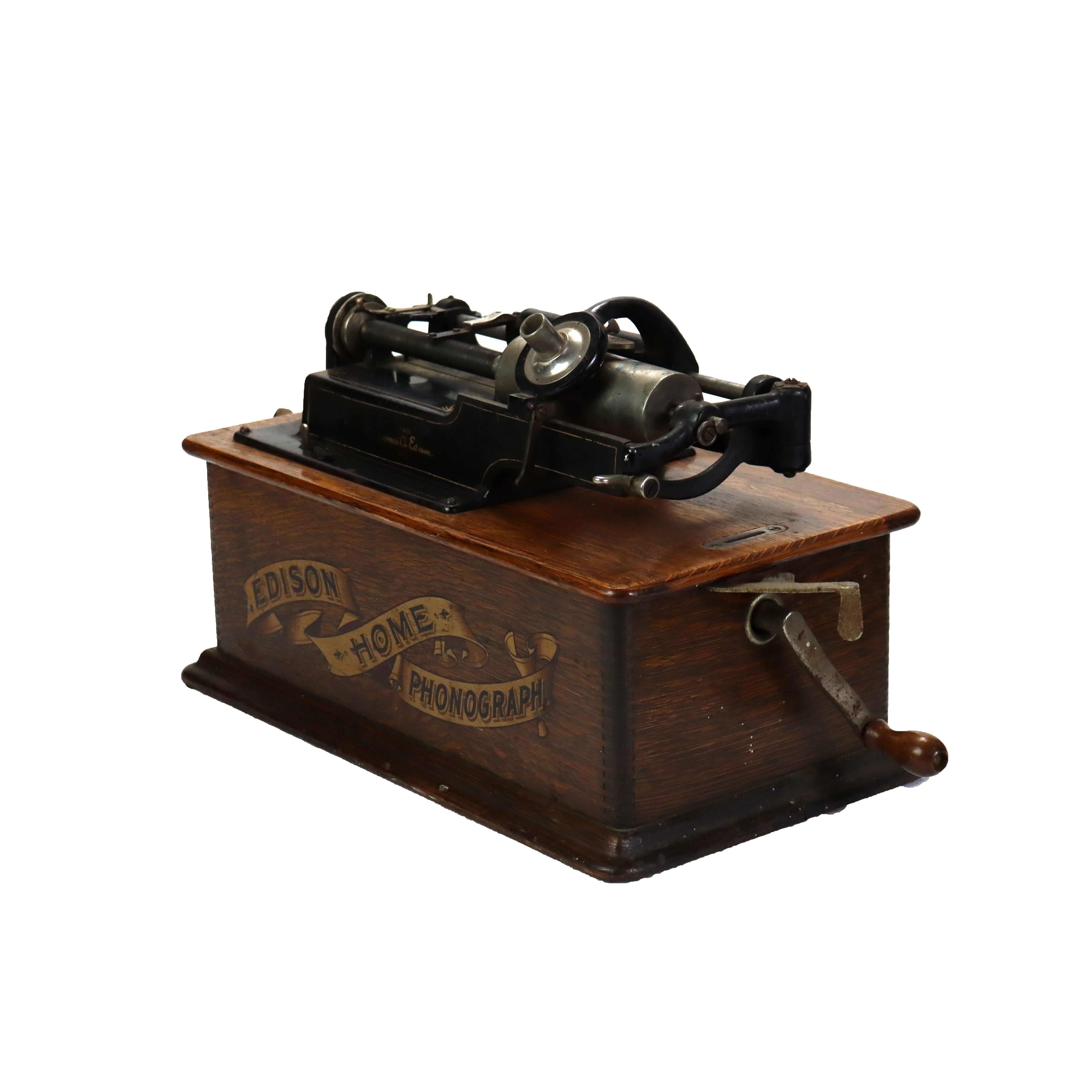 Phonographe ancien à cylindre en Oak Oak Model No No C1910 en vente 2