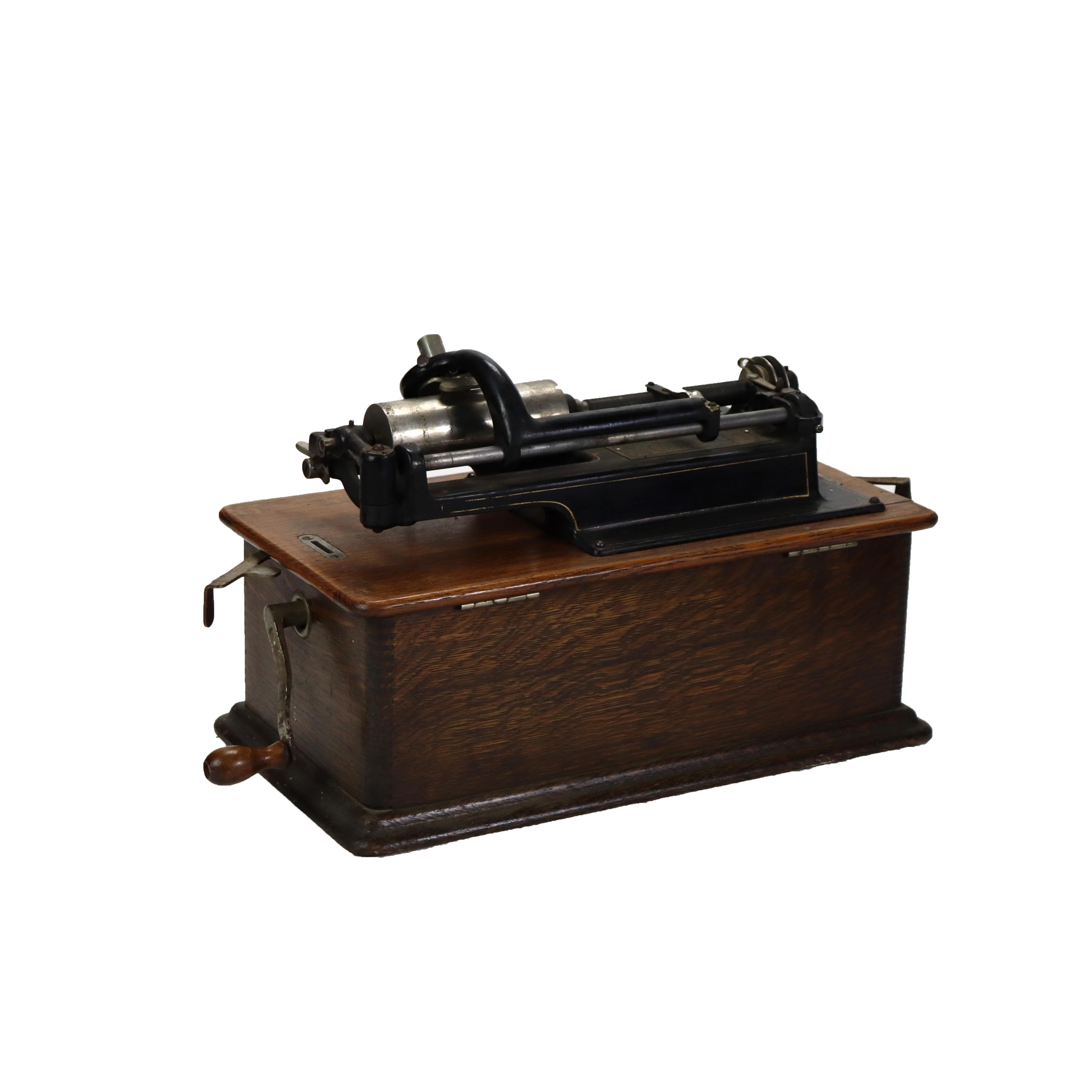 Phonographe ancien à cylindre en Oak Oak Model No No C1910 en vente 3
