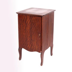 Antique Edison Oak Phonograph Cylinder Cabinet with Cylinders, c1910