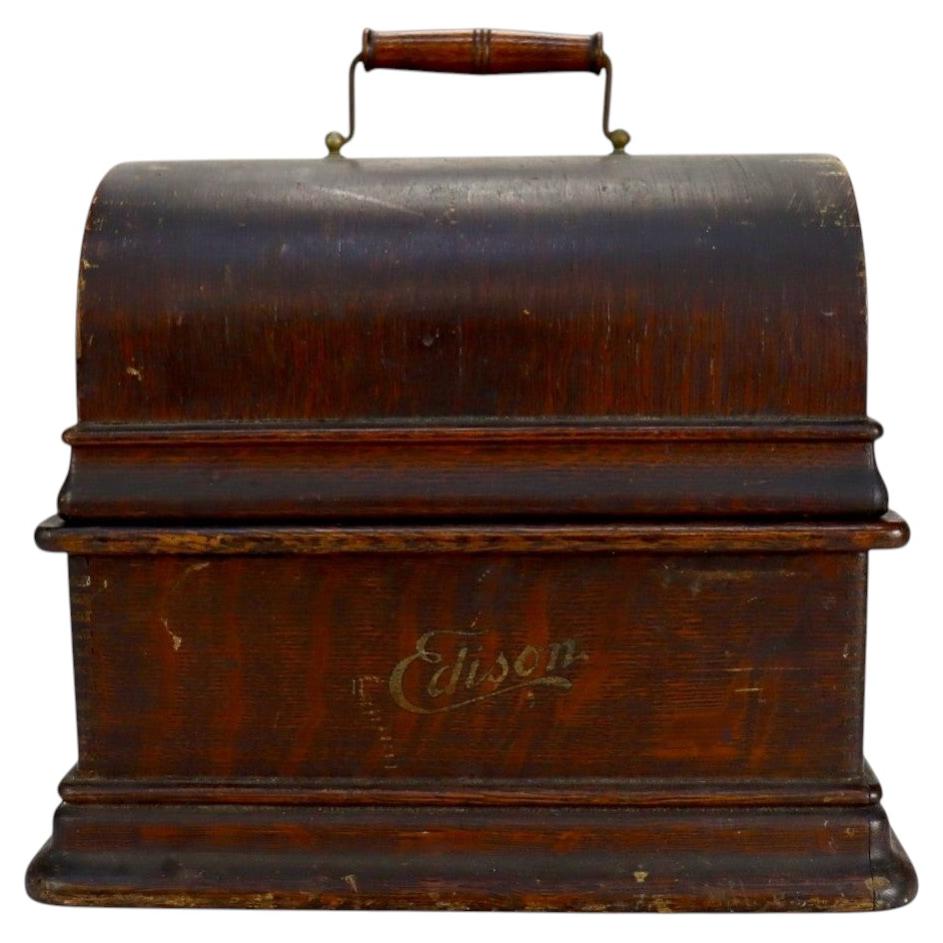 Antique Edison Oak Standard Cylinder Phonograph Model D C1920