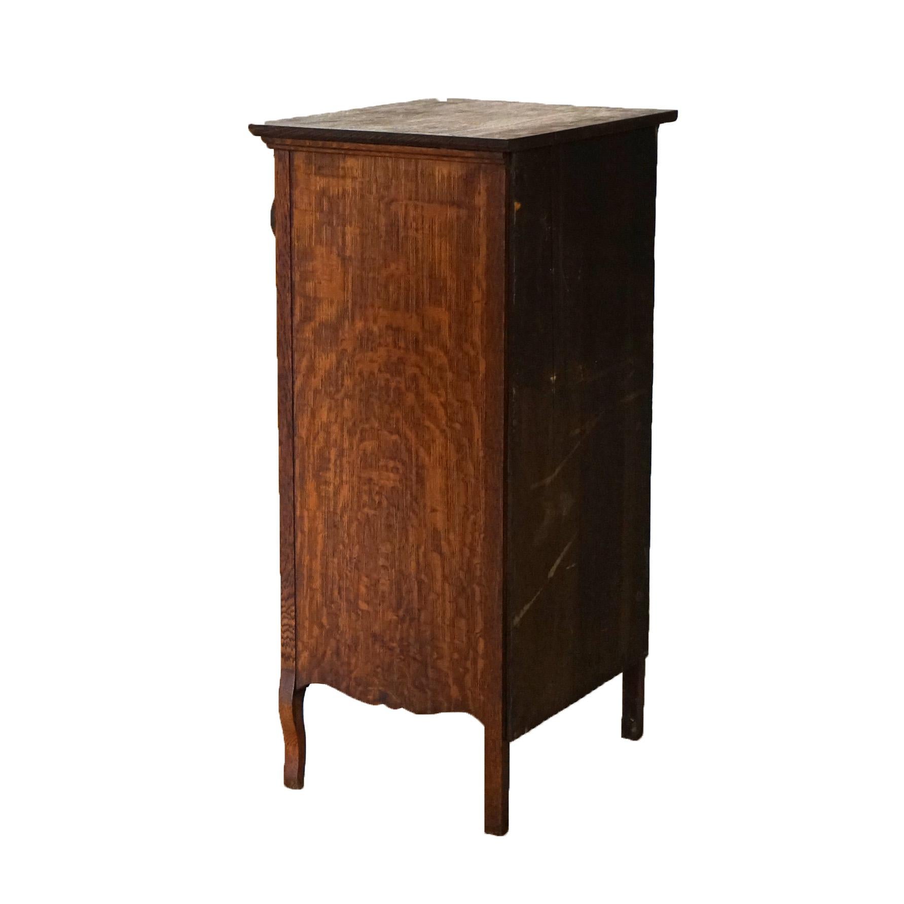 Antique Edison Phonograph Cylinder Five-Drawer Oak Cabinet C1910 5