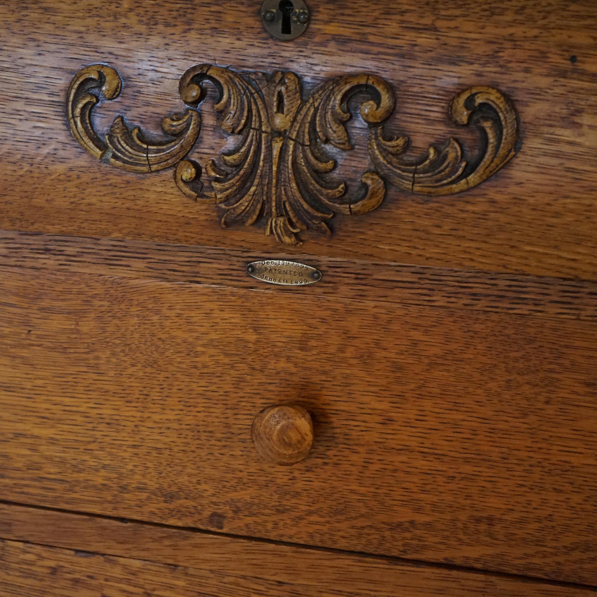 Antique Edison Phonograph Cylinder Five-Drawer Oak Cabinet C1910 6