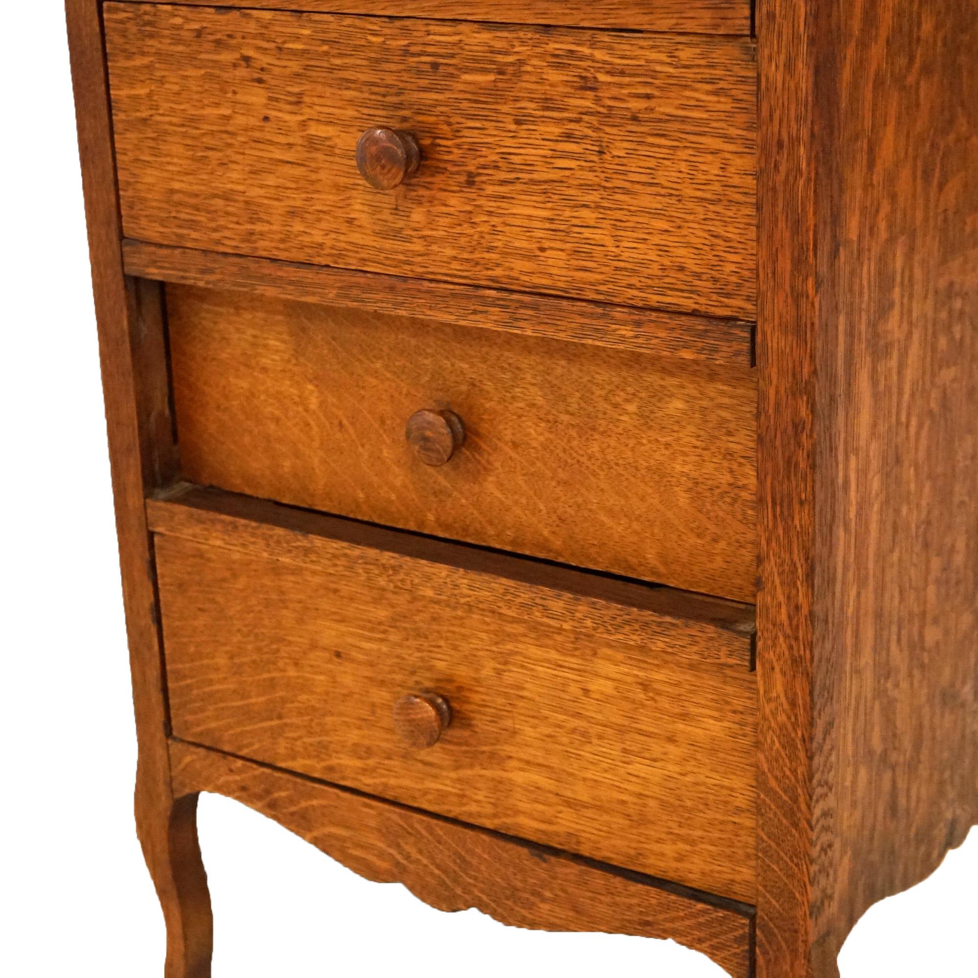 Antique Edison Phonograph Cylinder Five-Drawer Oak Cabinet C1910 7