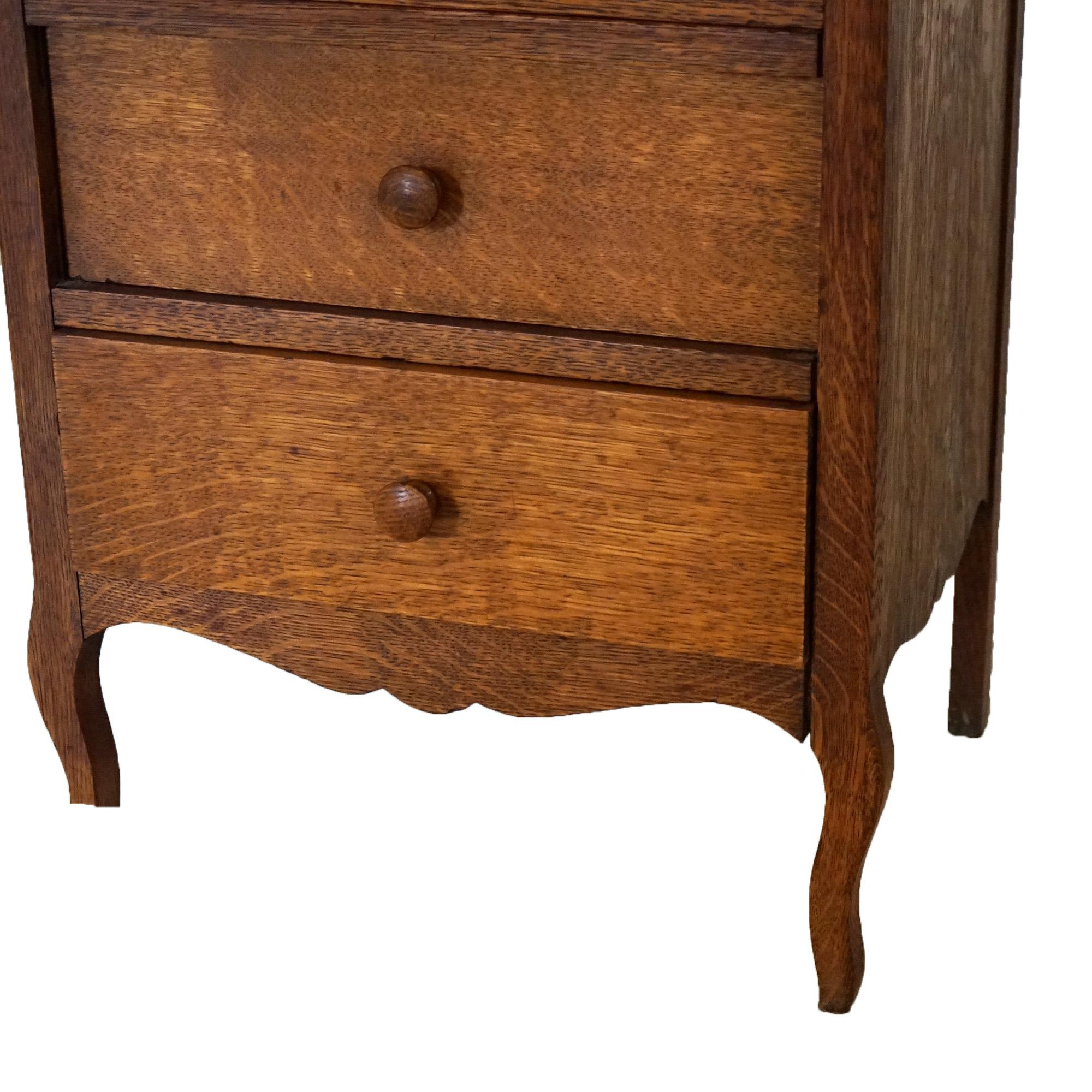 Antique Edison Phonograph Cylinder Five-Drawer Oak Cabinet C1910 8