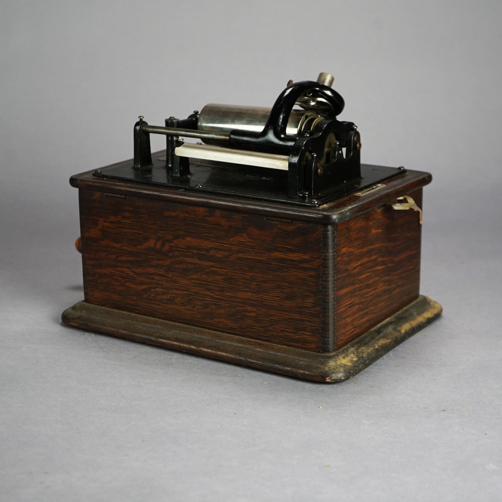 Antique Edison Standard Cylinder Oak Phonograph Circa 1920 4