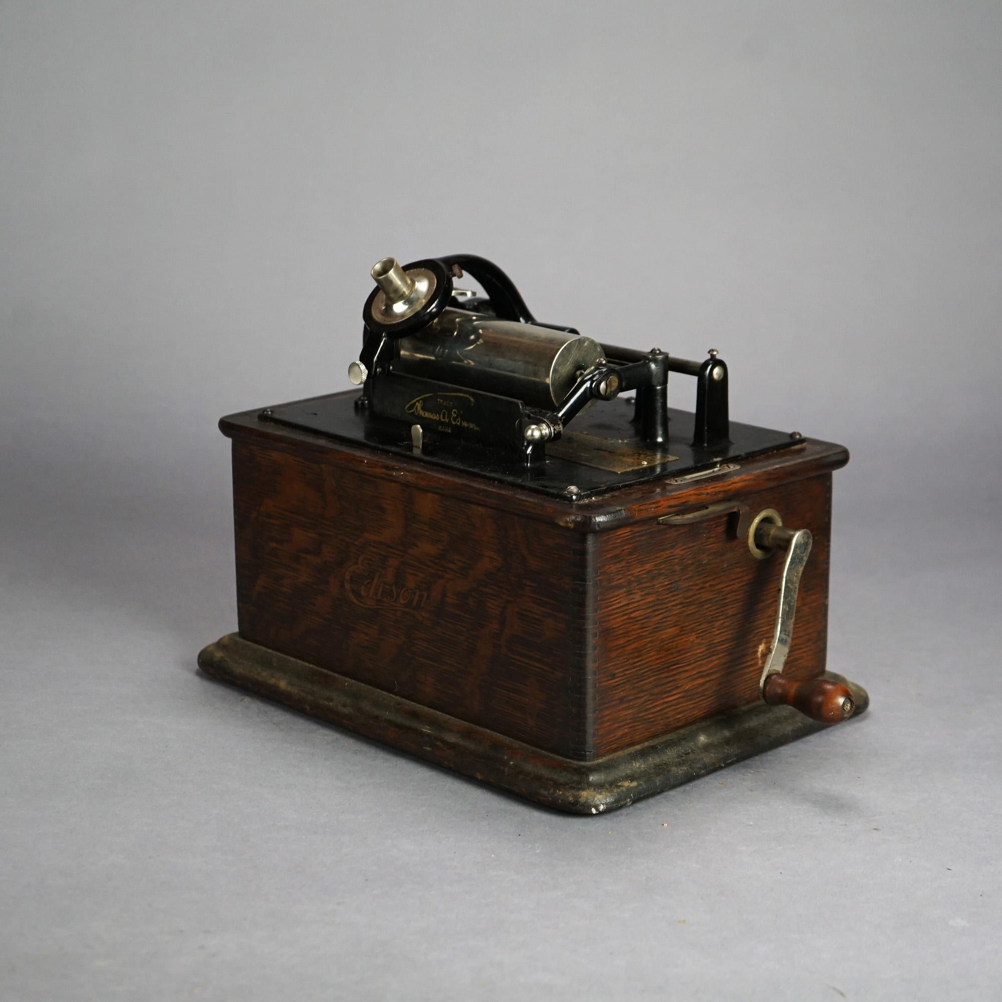 Antique Edison Standard Cylinder Oak Phonograph Circa 1920 7