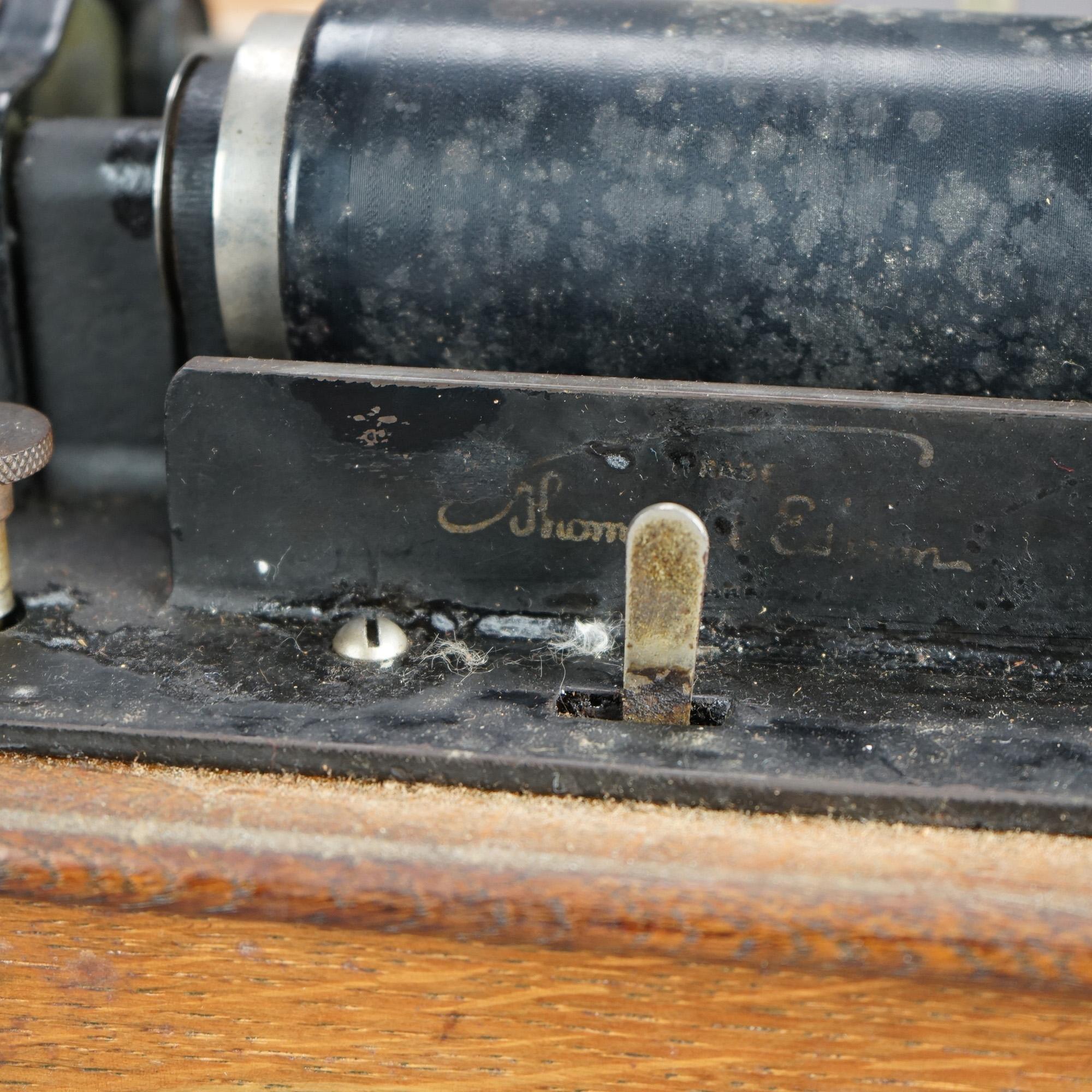 Antique Edison Standard Cylinder Oak Phonograph Circa 1920 6