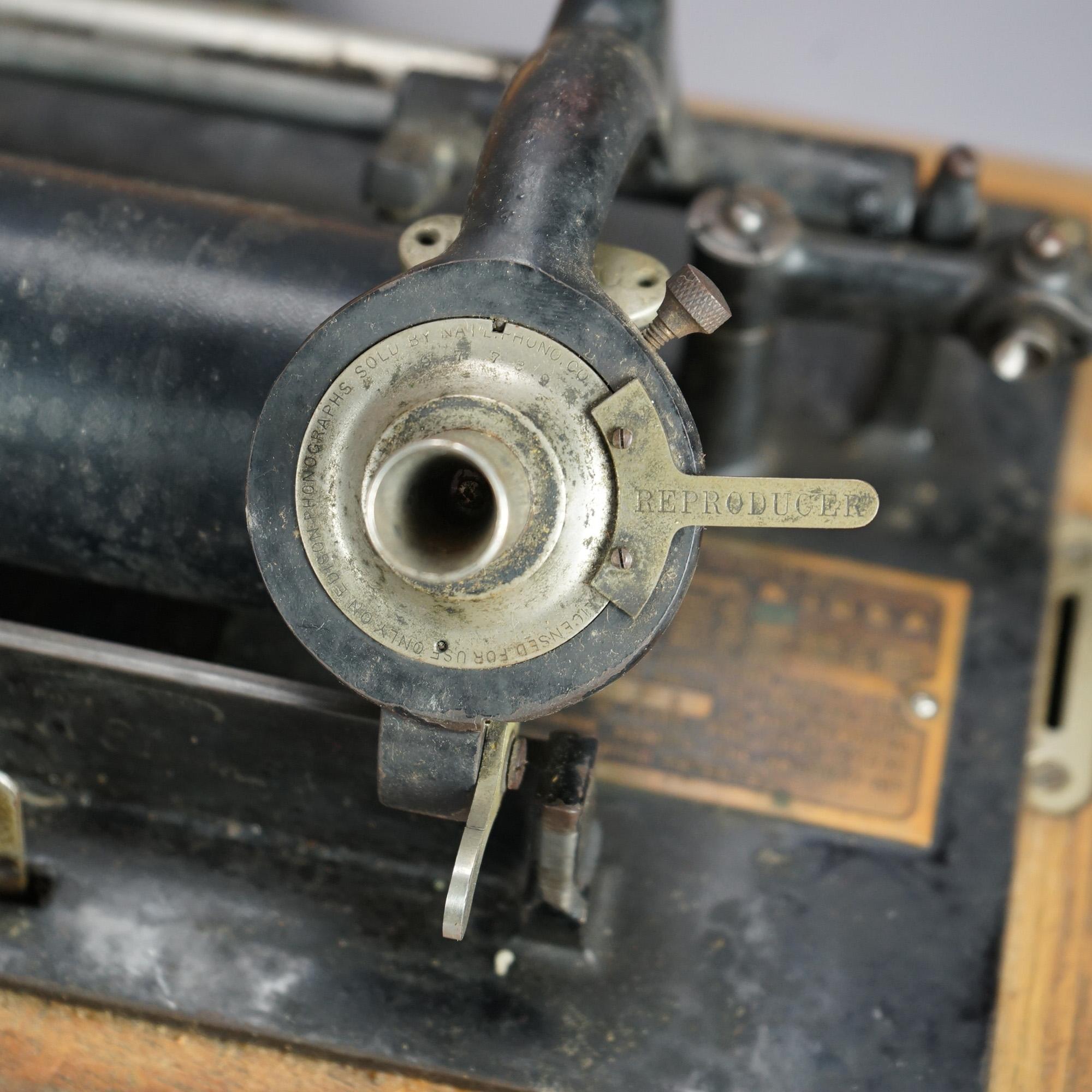 Antique Edison Standard Cylinder Oak Phonograph Circa 1920 8
