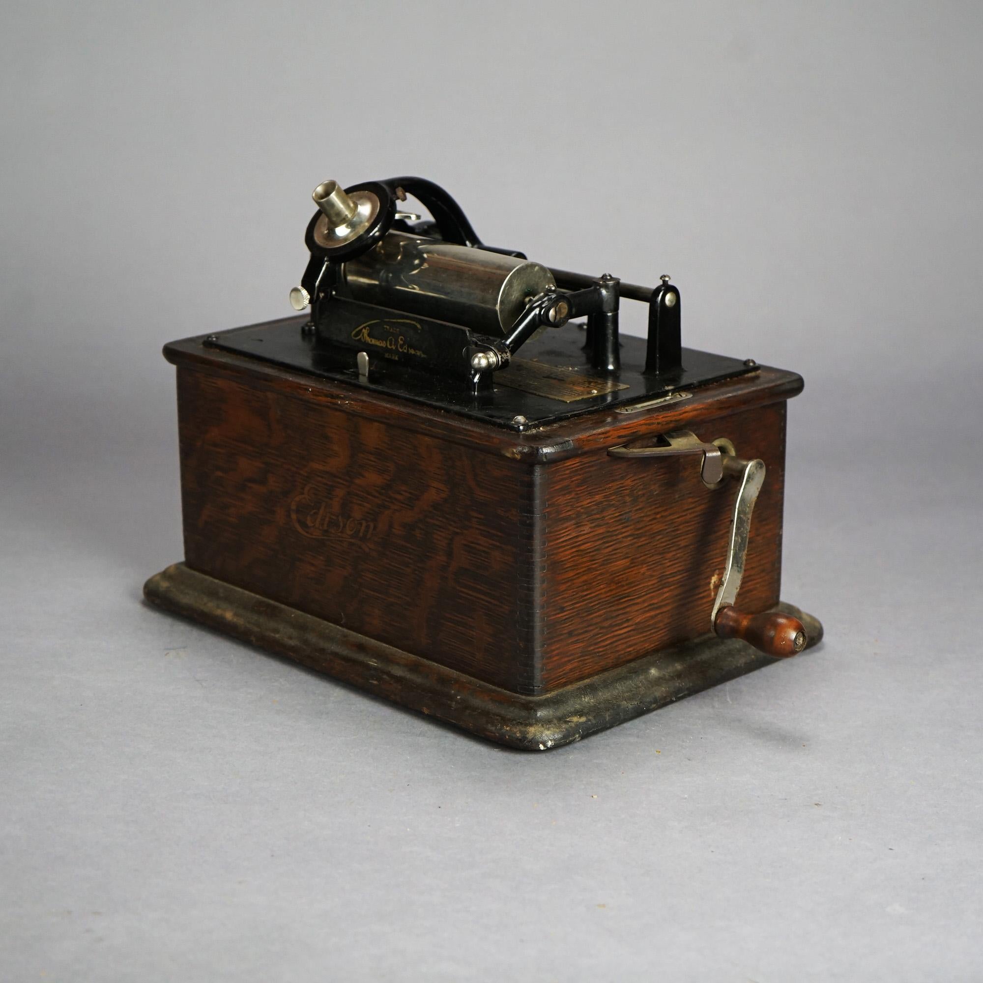 Antique Edison Standard Cylinder Oak Phonograph Circa 1920 2