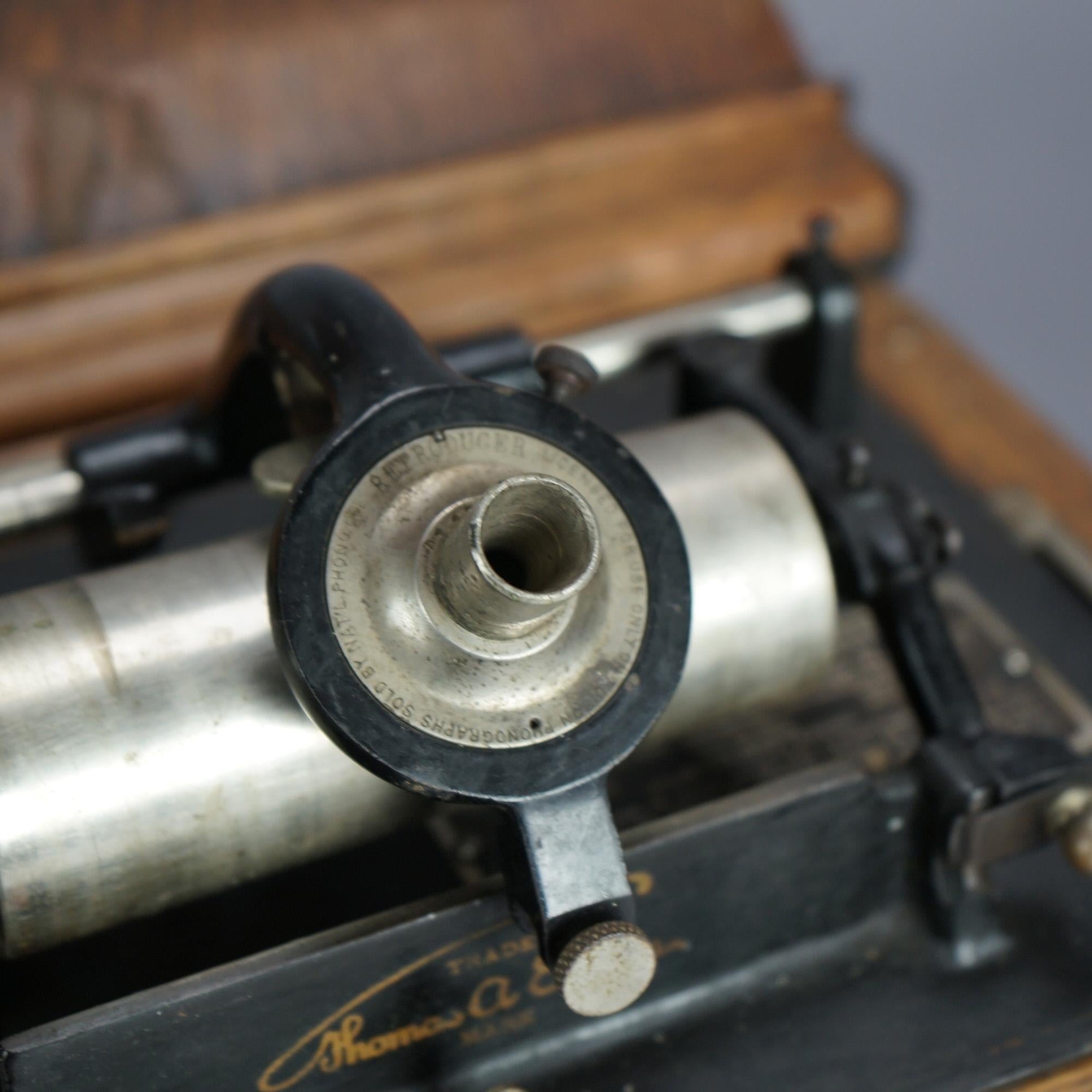 Antique Edison Standard Cylinder Phonograph in Oak Case Circa 1920 5