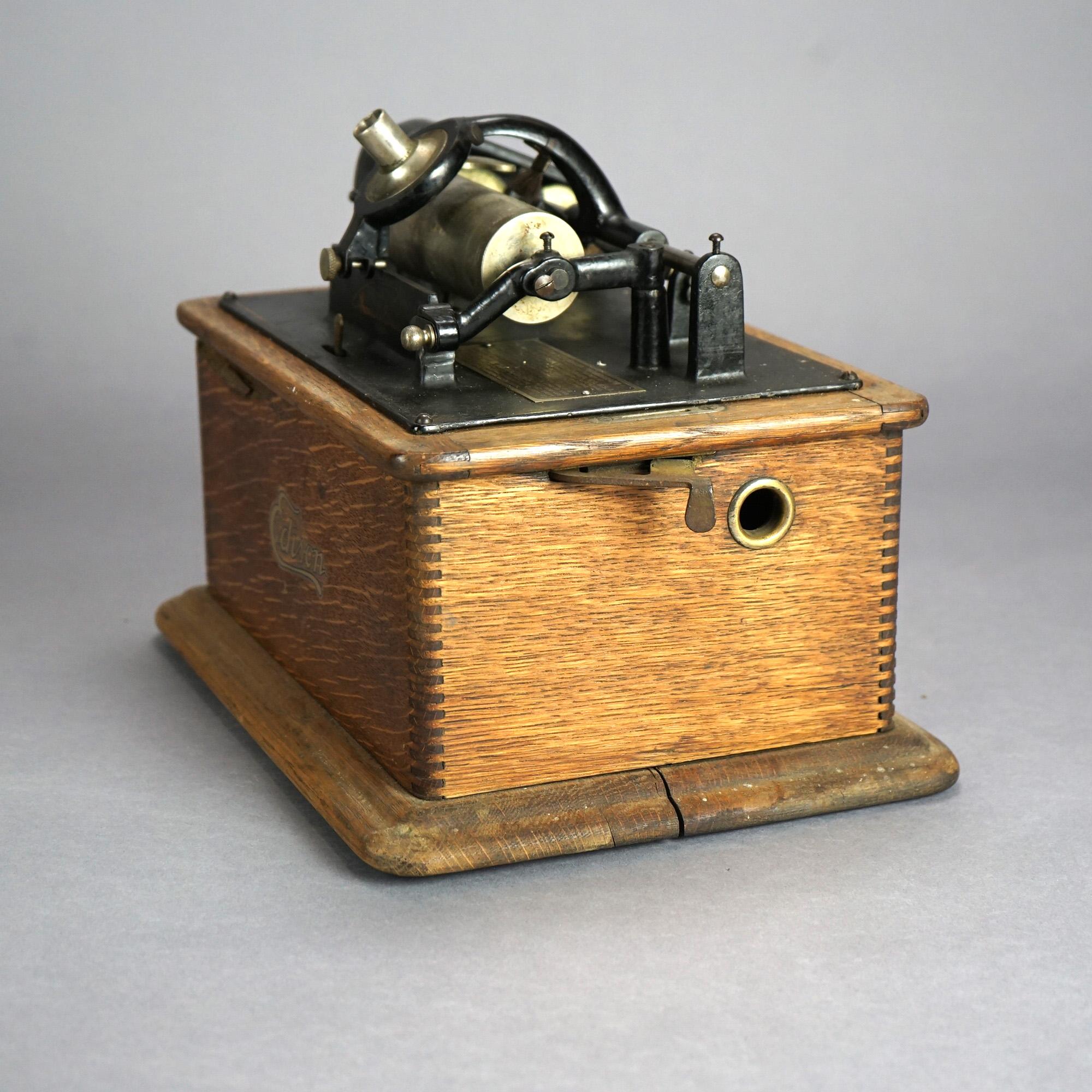 Antique Edison Standard Cylinder Phonograph in Oak Case Circa 1920 8