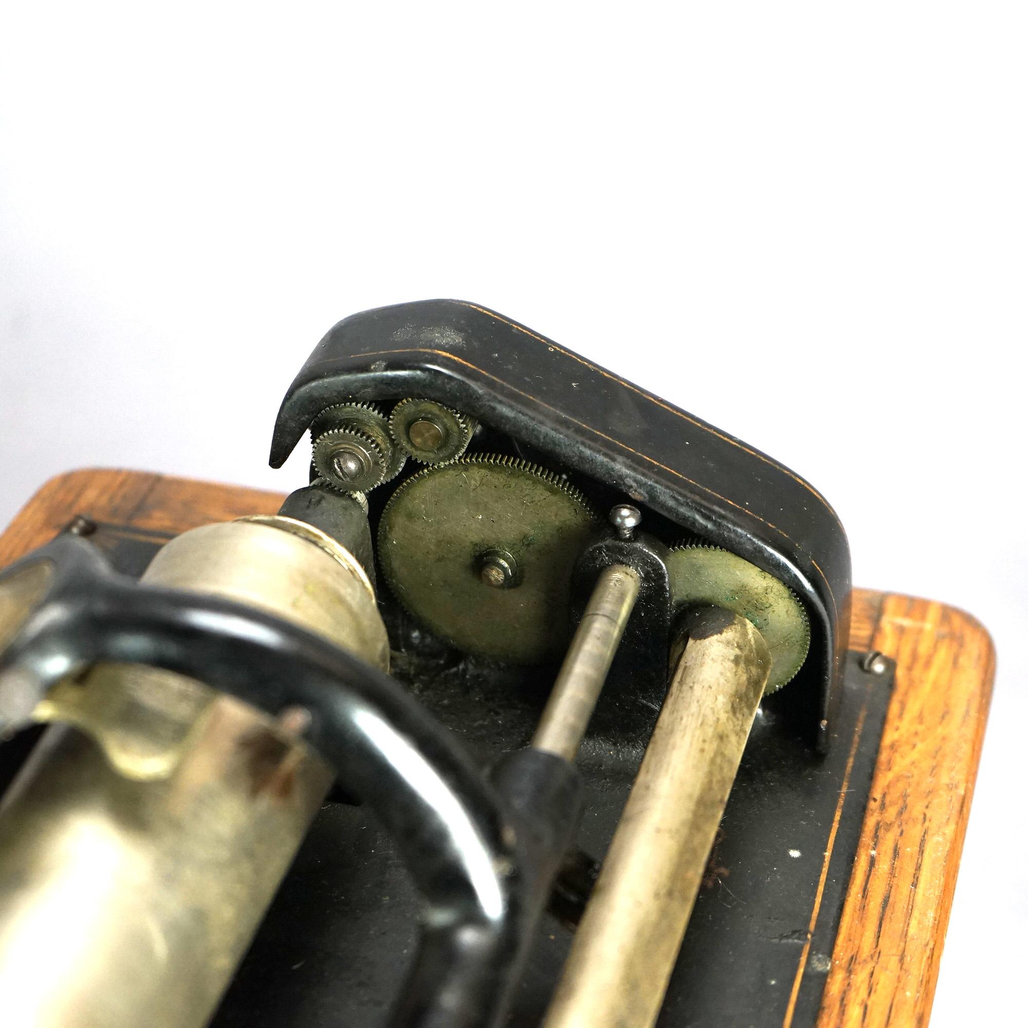 Antique Edison Standard Cylinder Phonograph in Oak Case Circa 1920 9