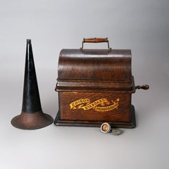 Antike Edison Standard Eichenholz- Phonograph-Zylinder- Phonograph, Arbeitsweise, um 1905