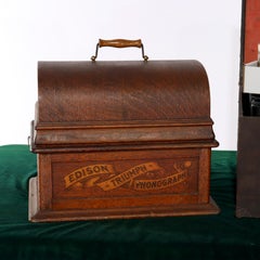 Antique Edison Triumph Cylinder Phonograph with Horn & 78 Cylinders C1920