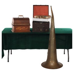 Antique Edison Triumph Cylinder Phonograph with Horn & 78 Cylinders C1920