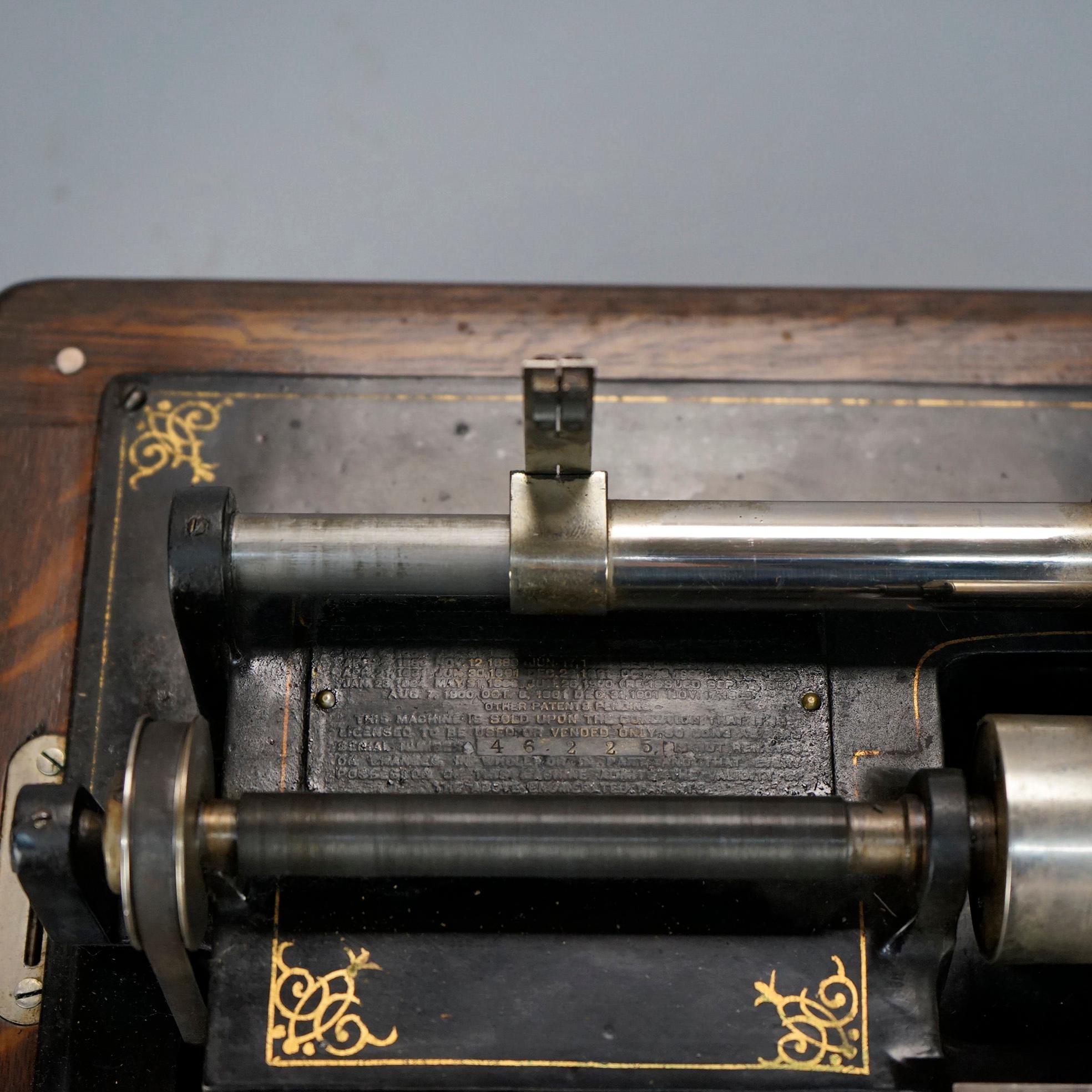 Antique Edison Triumph Cylinder Phonograph with Oak Case Circa 1900 7