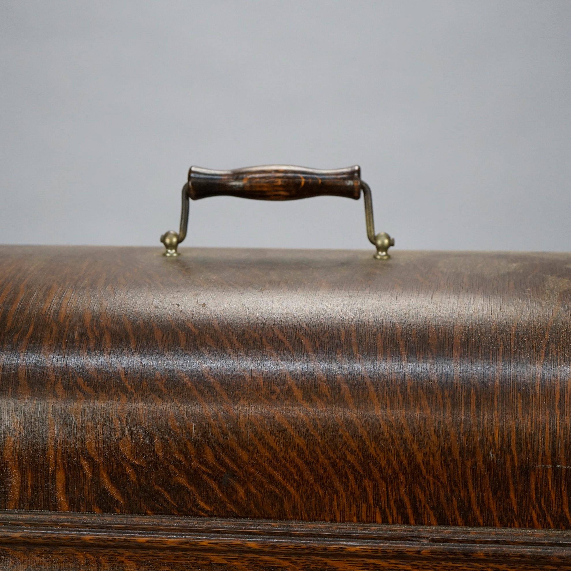 Antique Edison Triumph Cylinder Phonograph with Oak Case Circa 1900 12