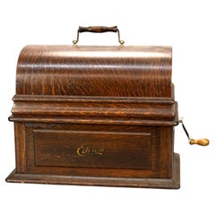 Antique Edison Triumph Cylinder Phonograph with Oak Case Circa 1900